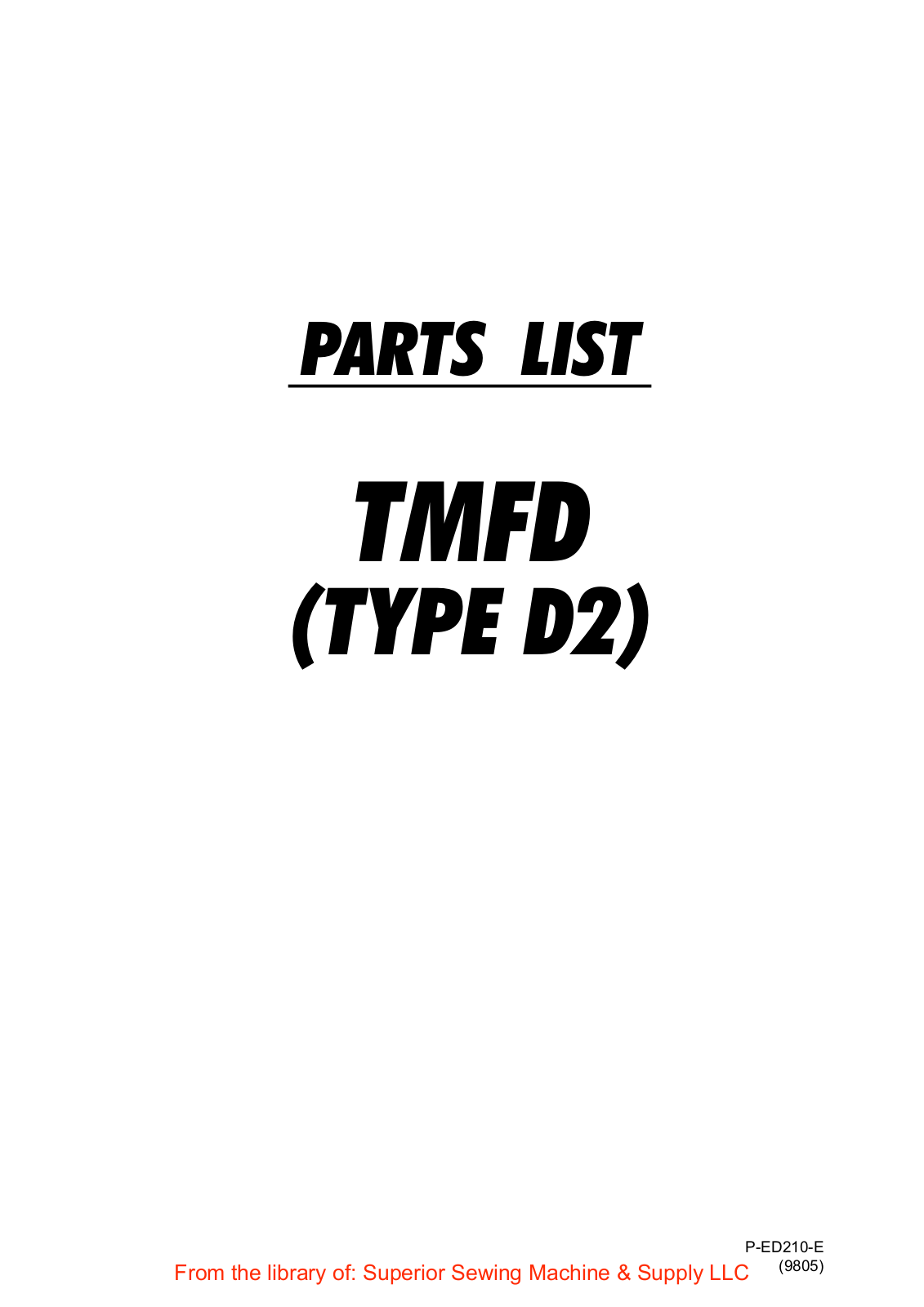 Tajima TMFD User Manual