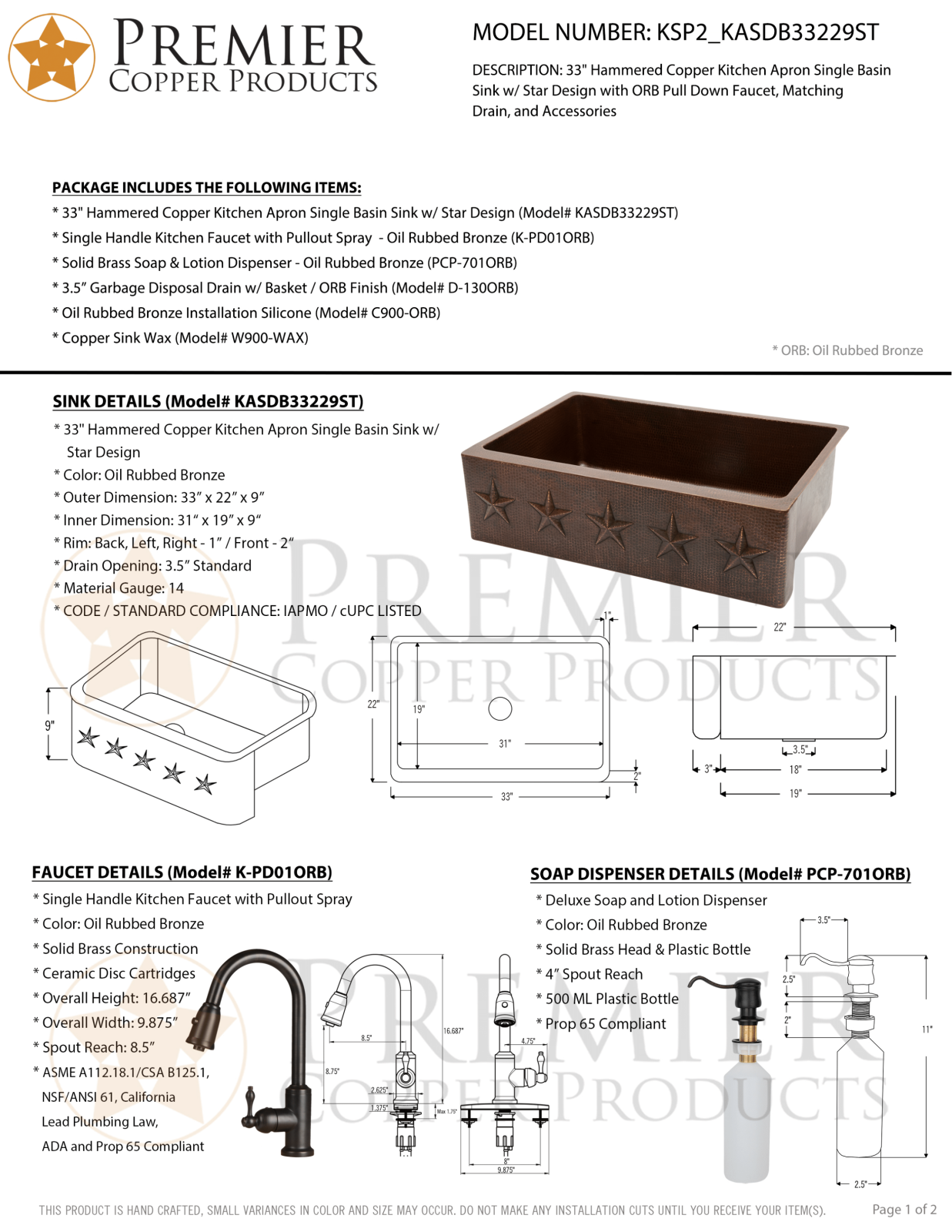 Premier Copper Products IER1431 Specifications - ManualMachine.com