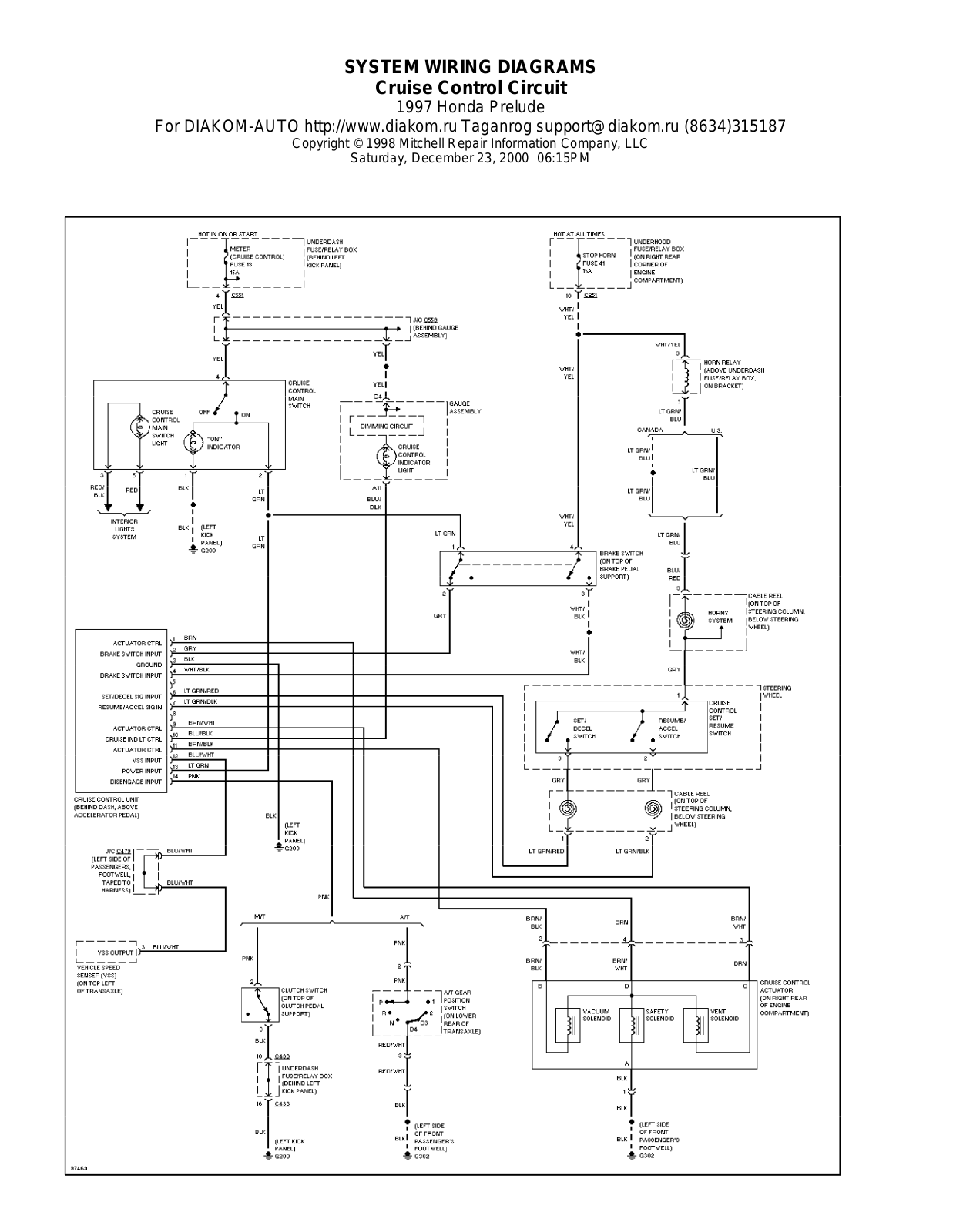 Honda Prelude 1997-1999 Wire Diagrams  17471