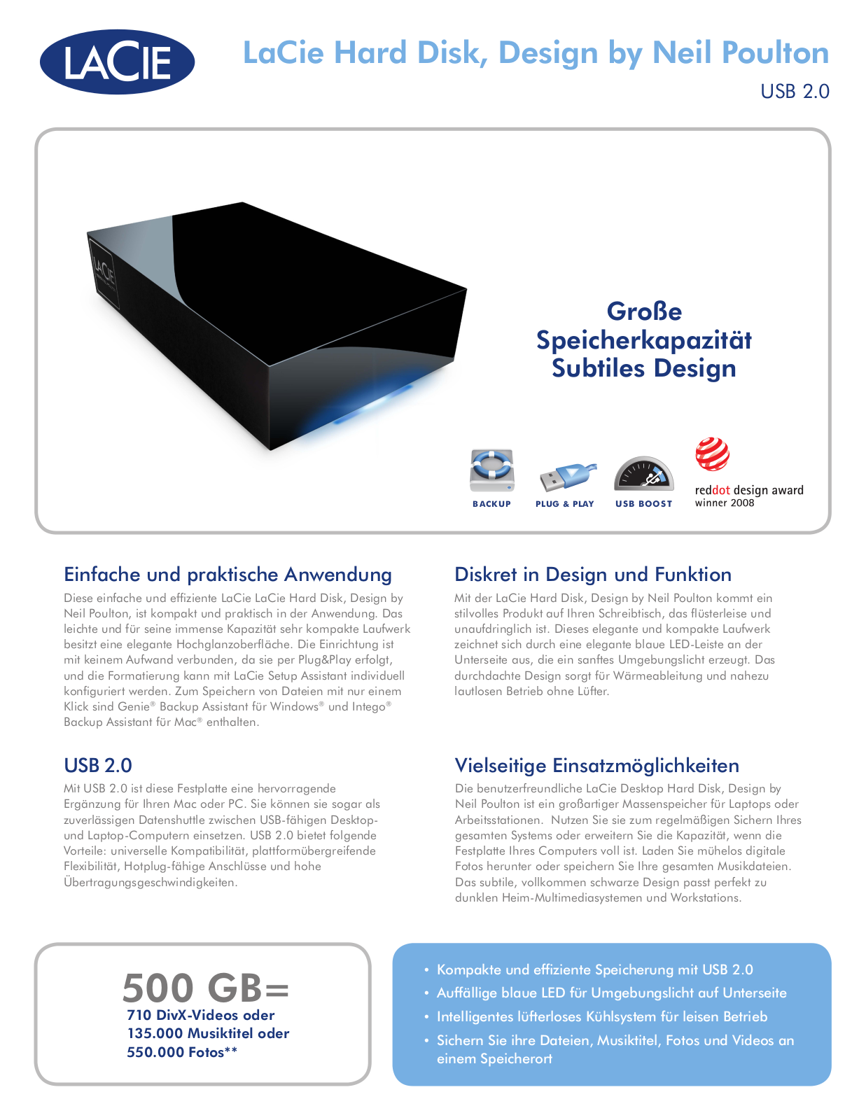 Lacie HARD DISK DATASHEET