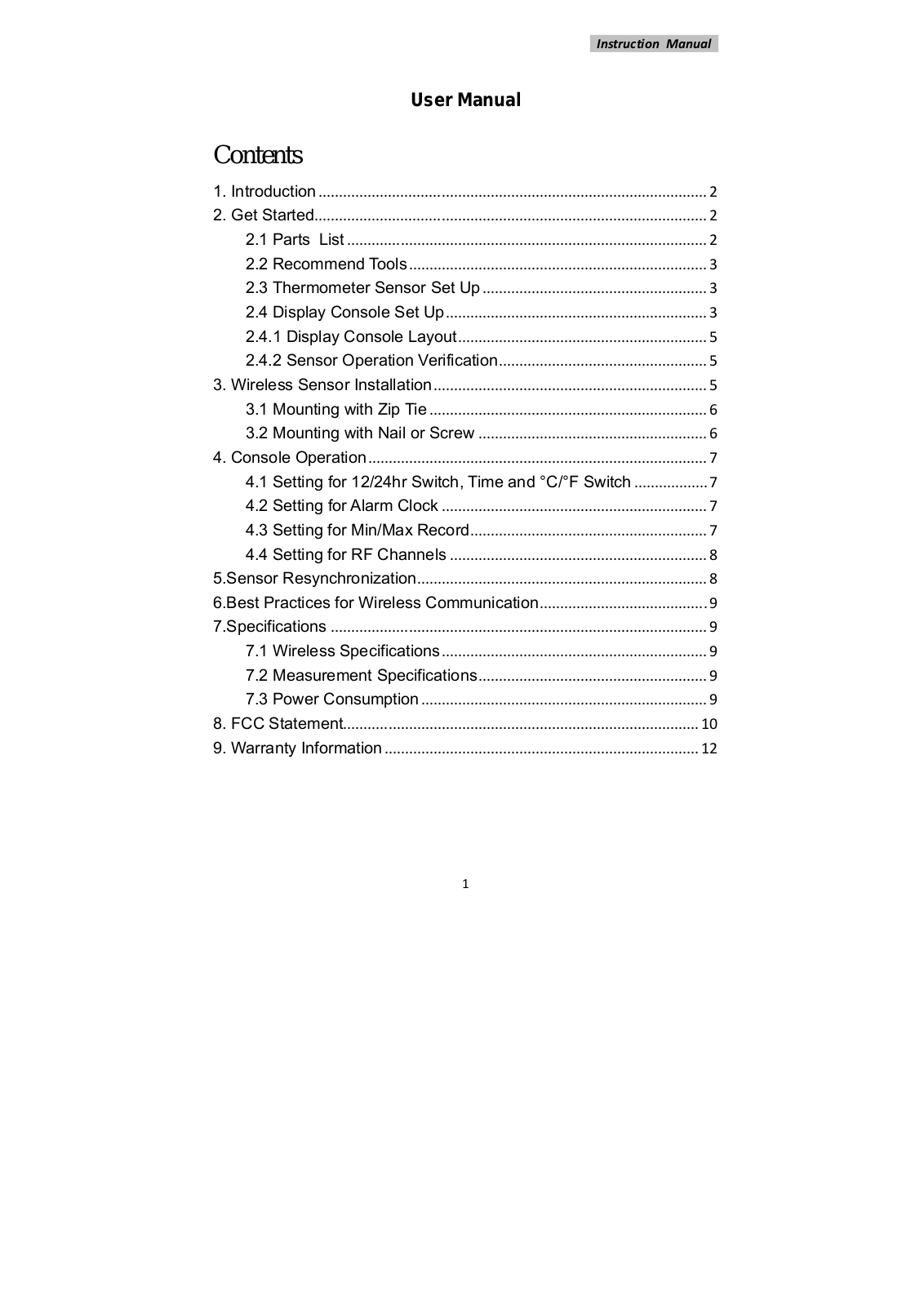 Fine Offset Electronics WH53 User Manual