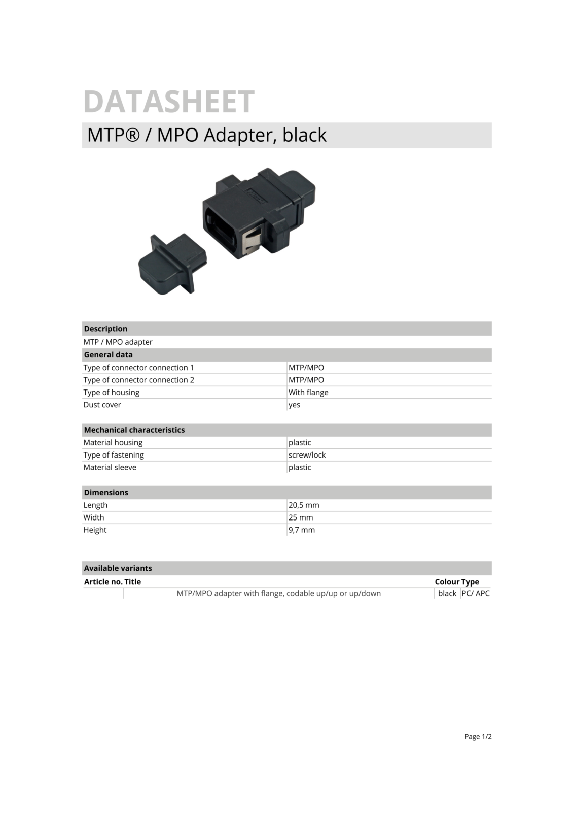 Intellinet ILWL-ADAP-MTP-SC Datasheet - ManualMachine.com