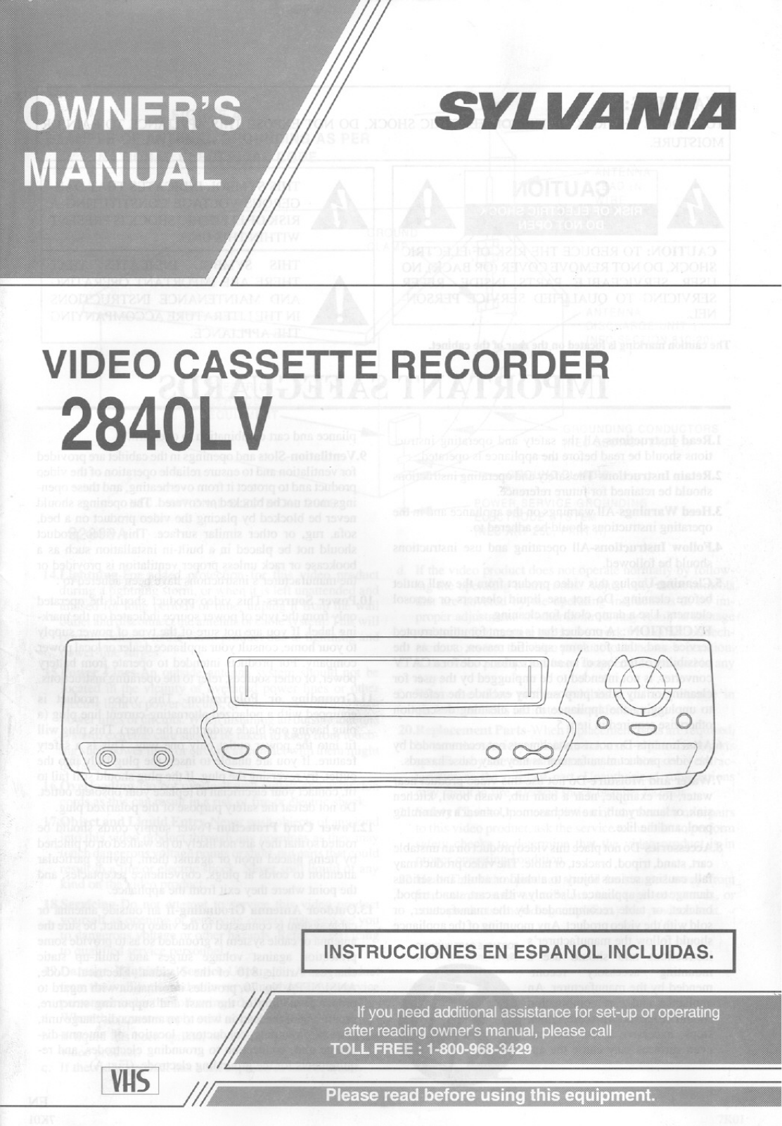 Sylvania 2840LV User Manual