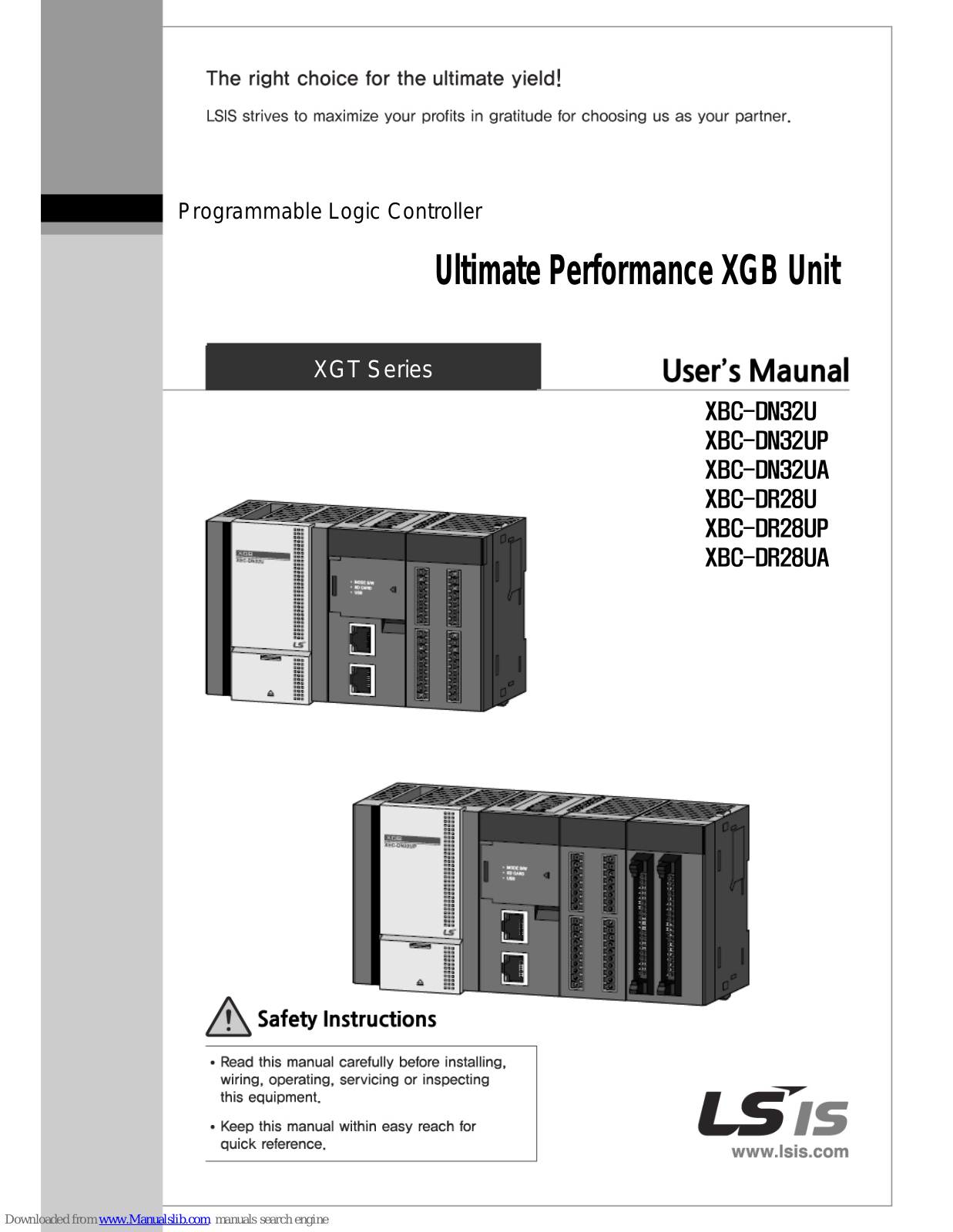 LSIS XBC-DN32U, XBC-DN32UP, XBC-DR28UA, XBC-DN32UA, XBC-DR28U User Manual - ManualMachine.com