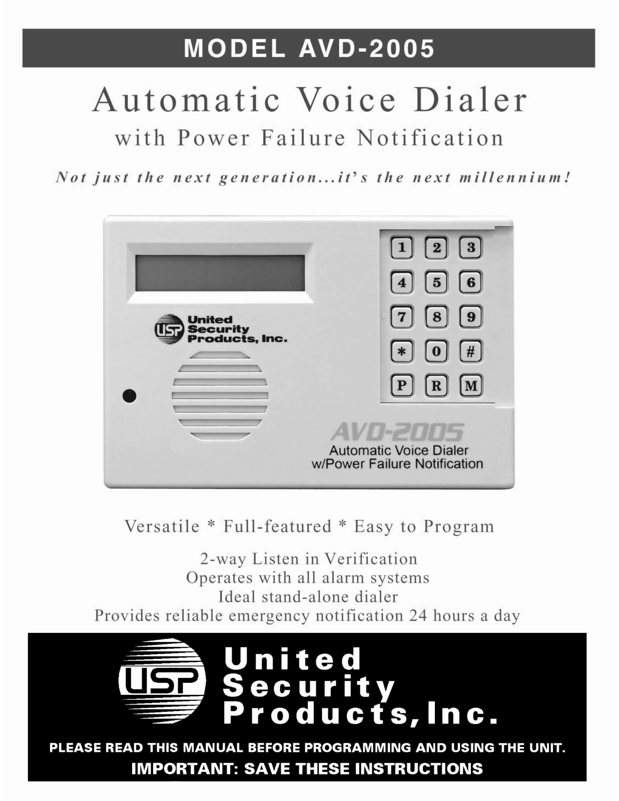 United Security Products AVD-2005 User Manual