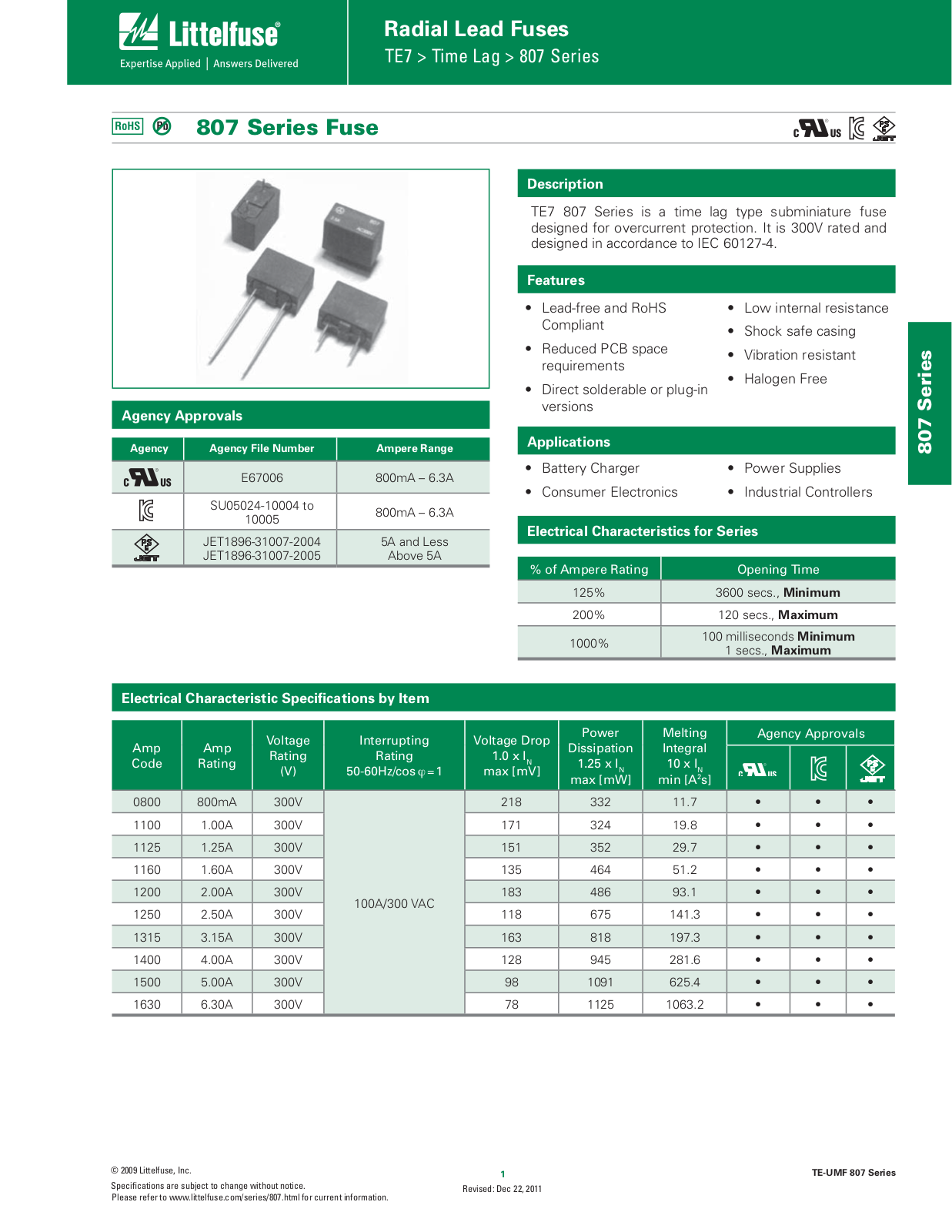 Littelfuse 807 User Manual