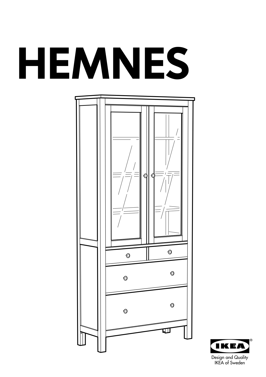 IKEA HEMNES GLASS DOOR CABINET W/4 DRW 35X77