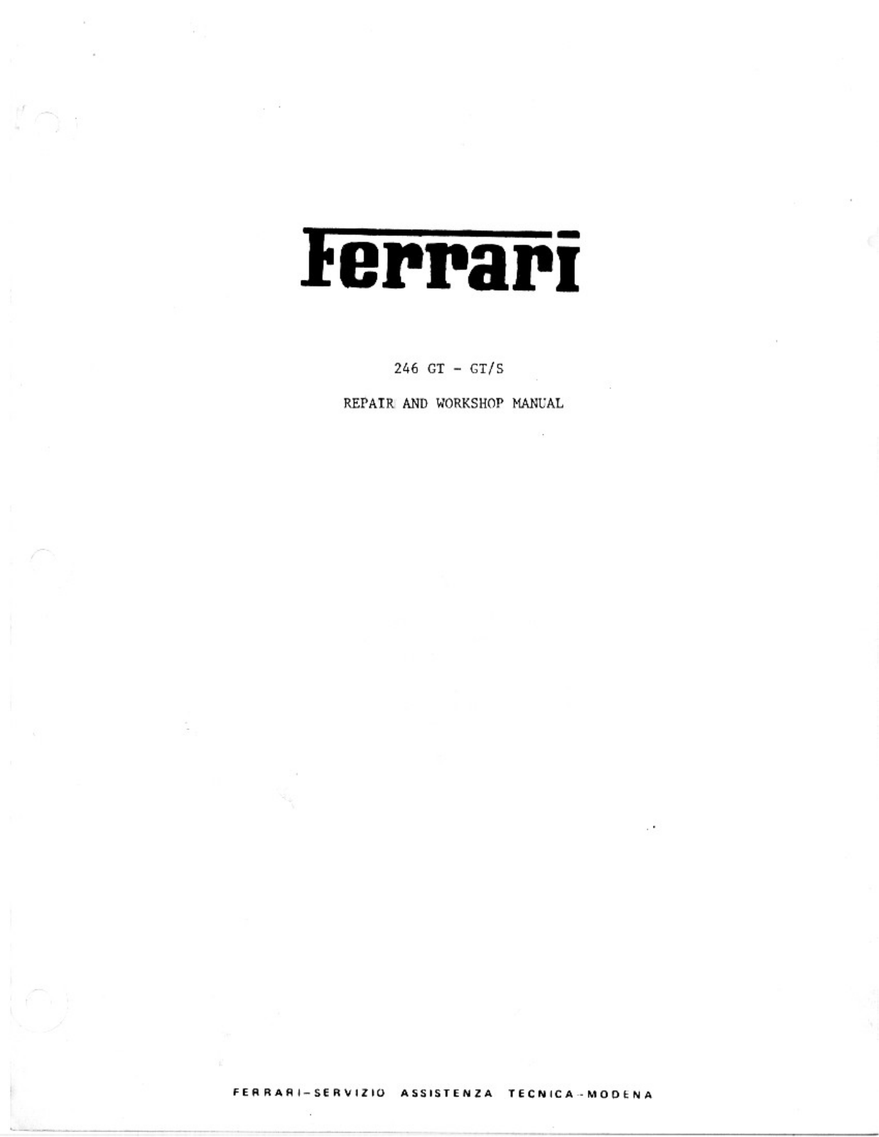 Ferrari Dino GT4 Dino, Dino User Manual