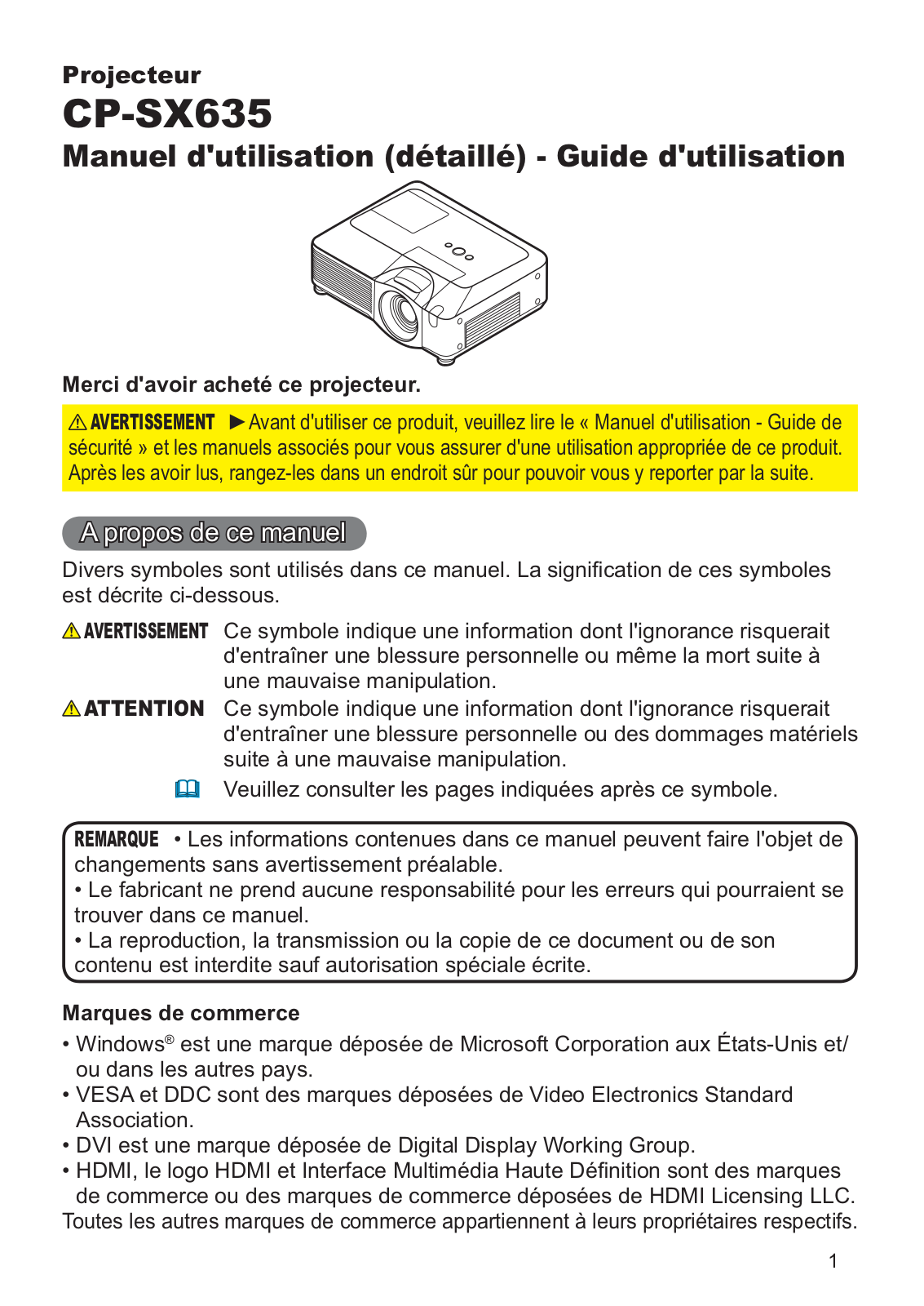 HITACHI CP-SX635W User Manual