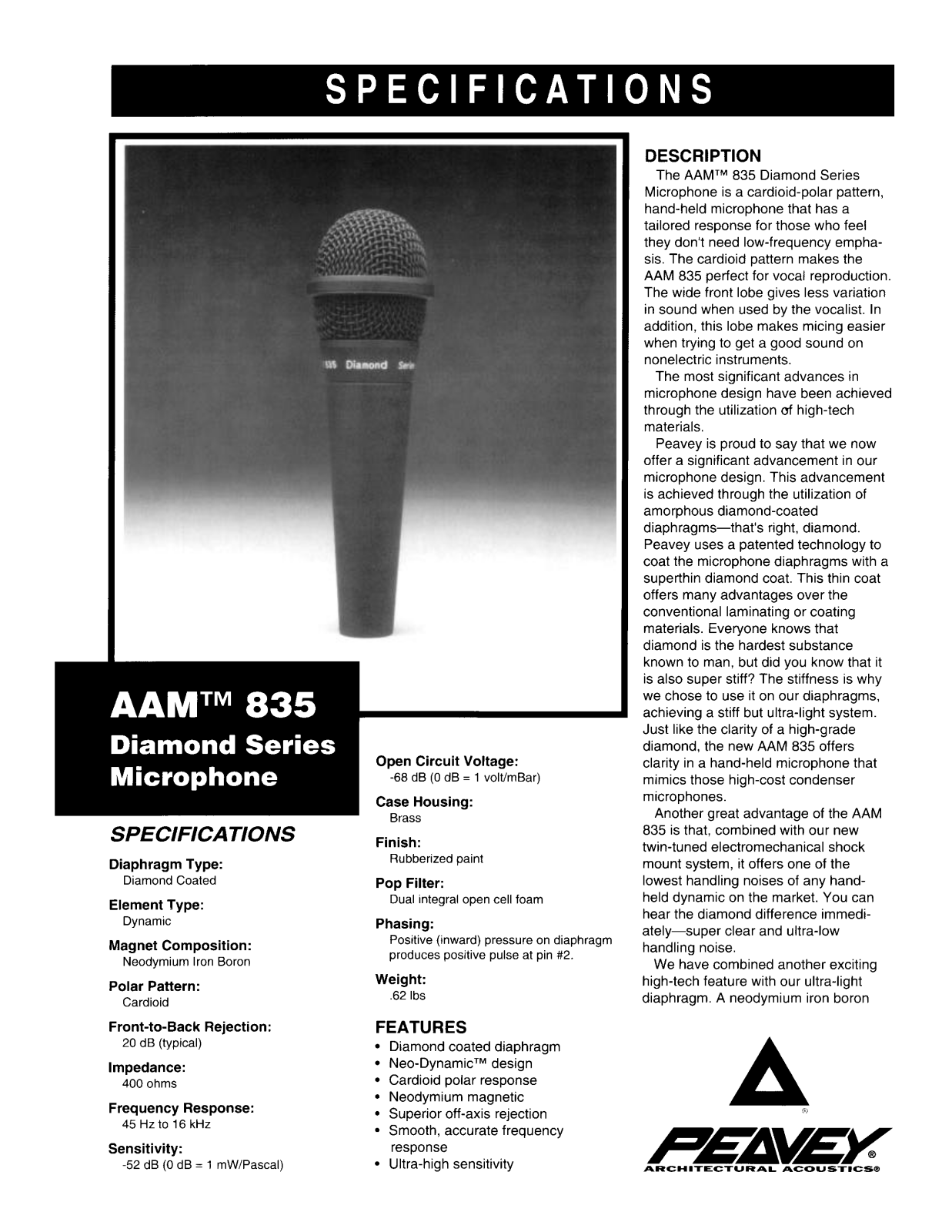 Peavey AAM 835 User Manual