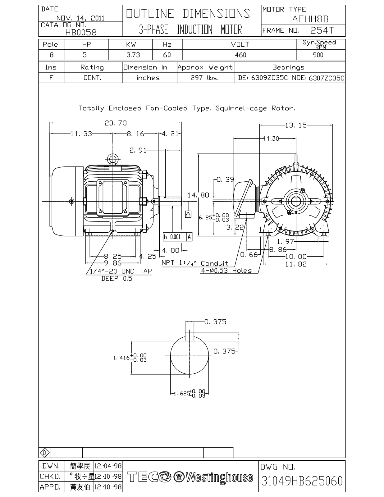 Datasheet HB0058 Reference Drawing (Teco) - ManualMachine.com