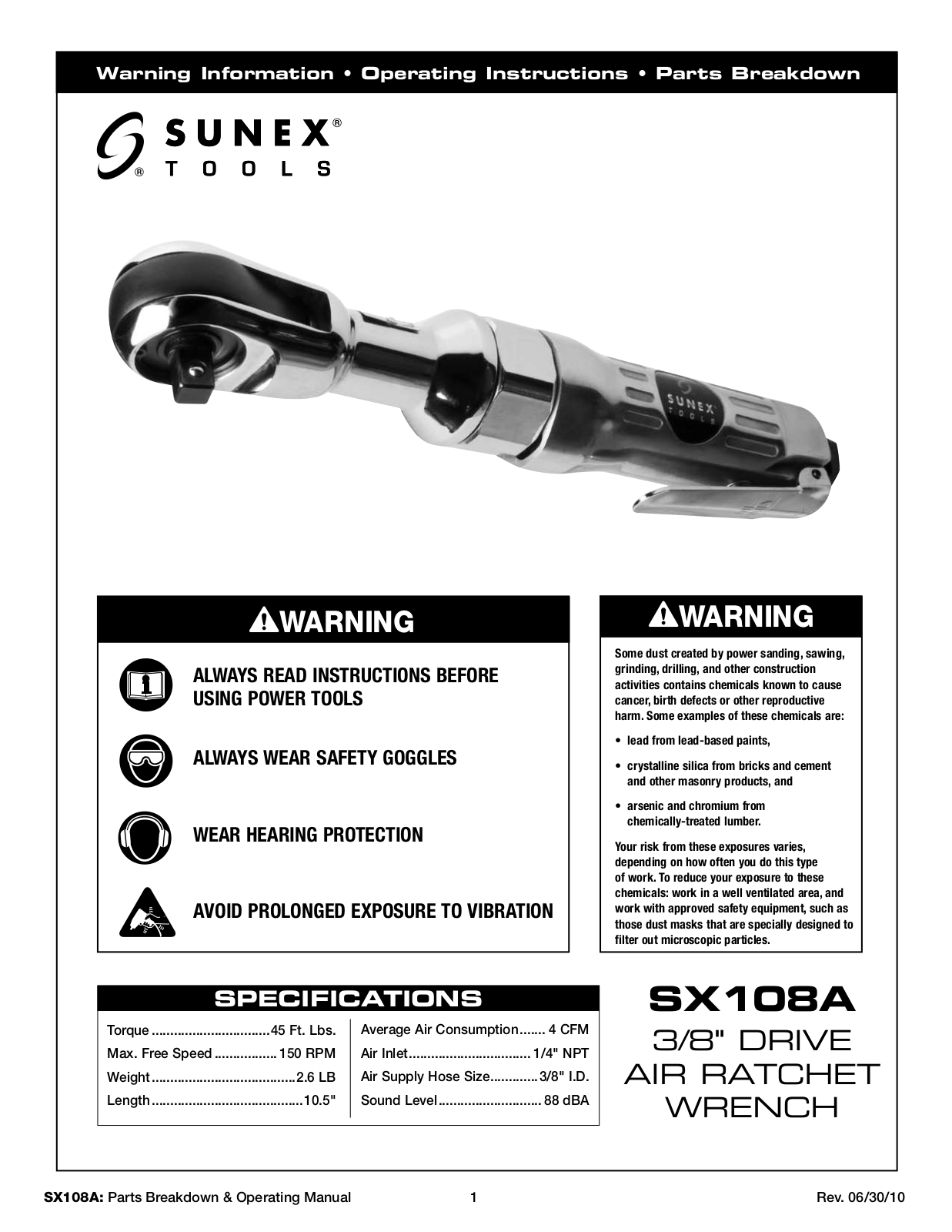 Sunex Tools SX108A User Manual