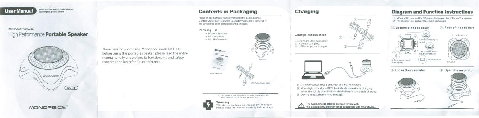 Monoprice MC1-B User Manual