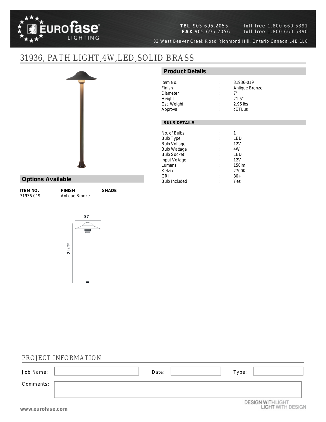 Eurofase XEO4487 Specifications - ManualMachine.com