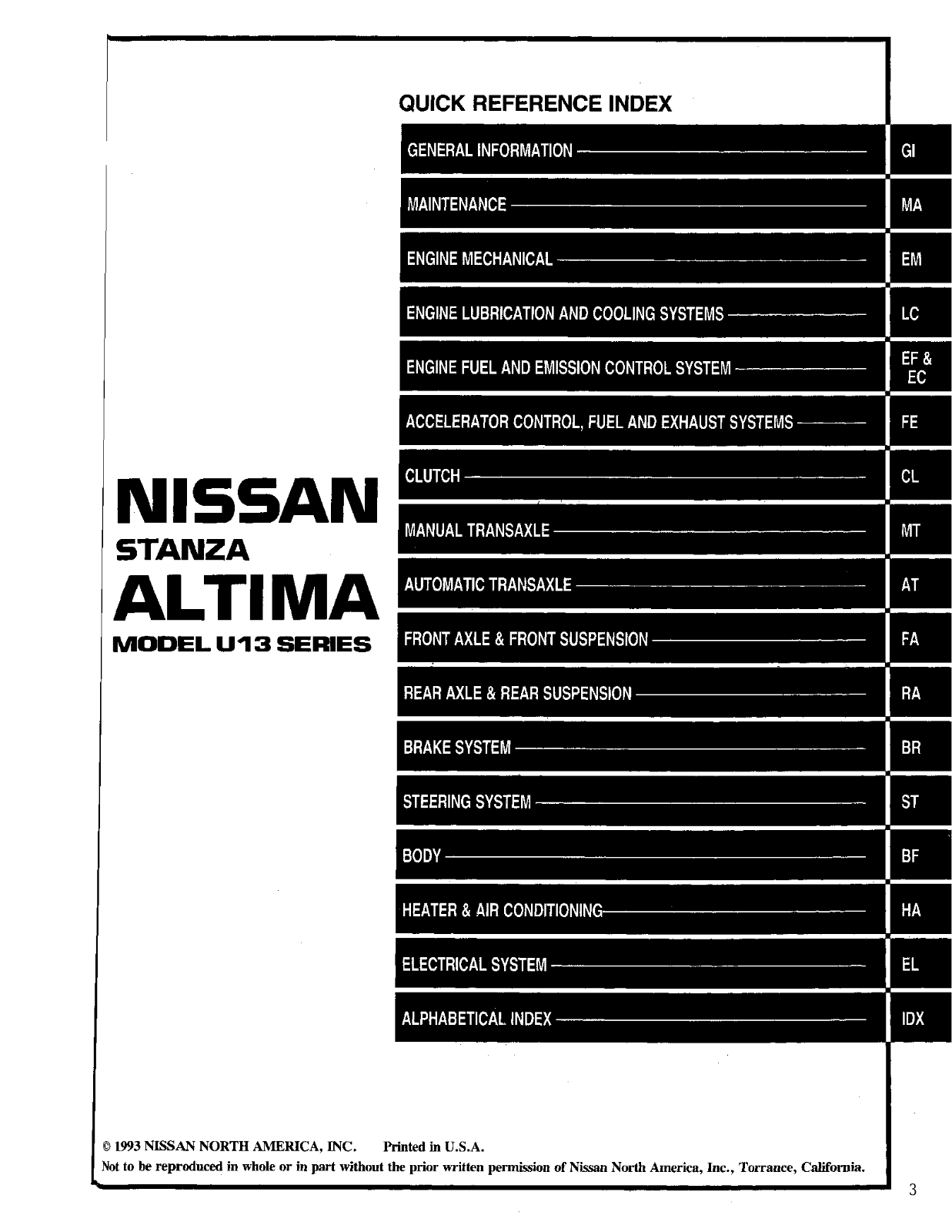 Nissan Altima 1994 User Manual