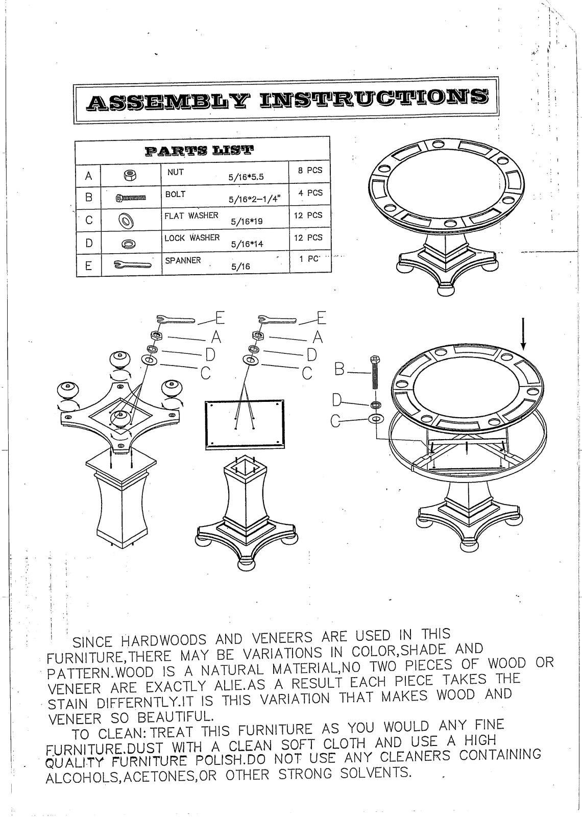 Sunset Trading CR8714863TB Assembly Guide