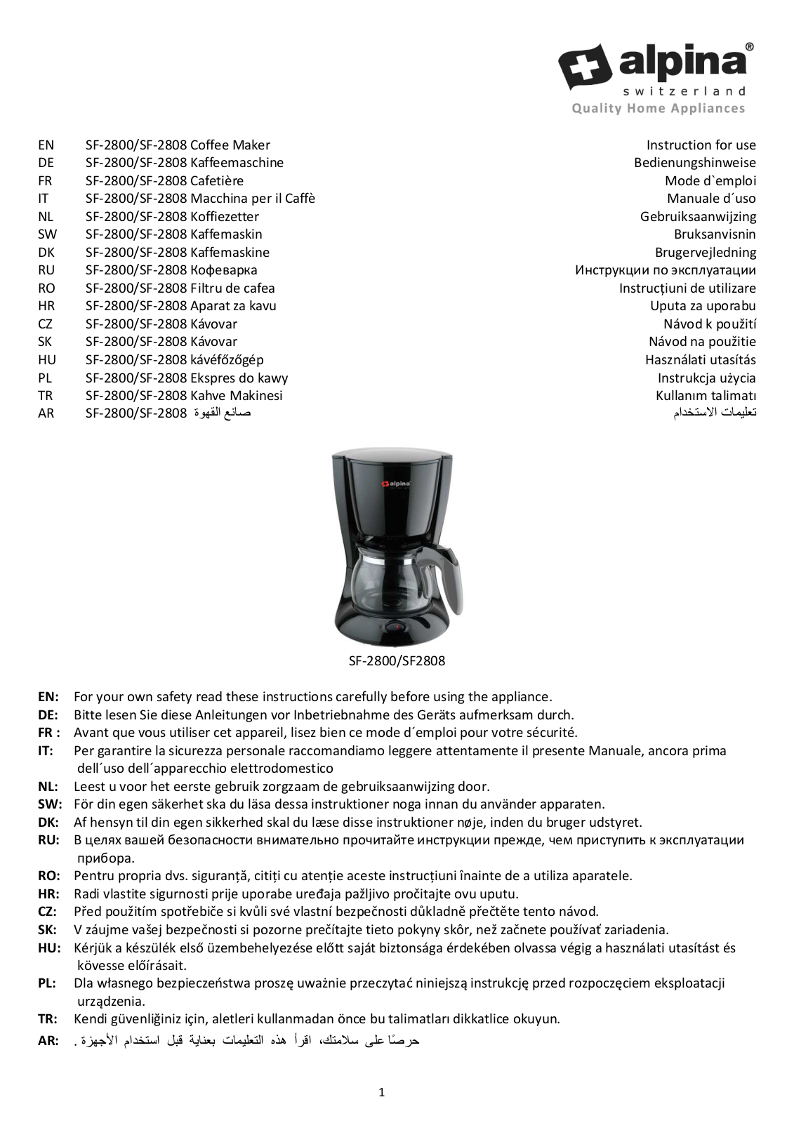 Alpina SF-2808 User Manual