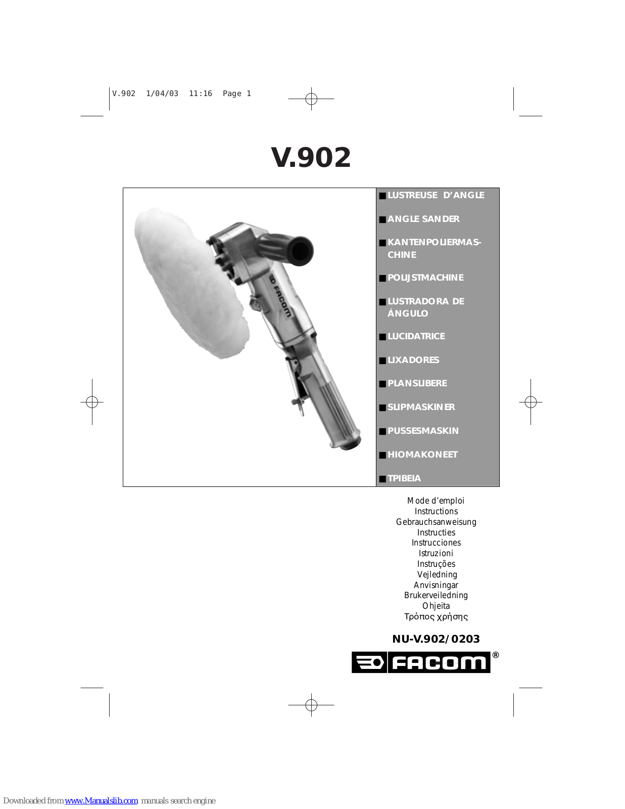 Facom V.902 Instructions Manual - ManualMachine.com