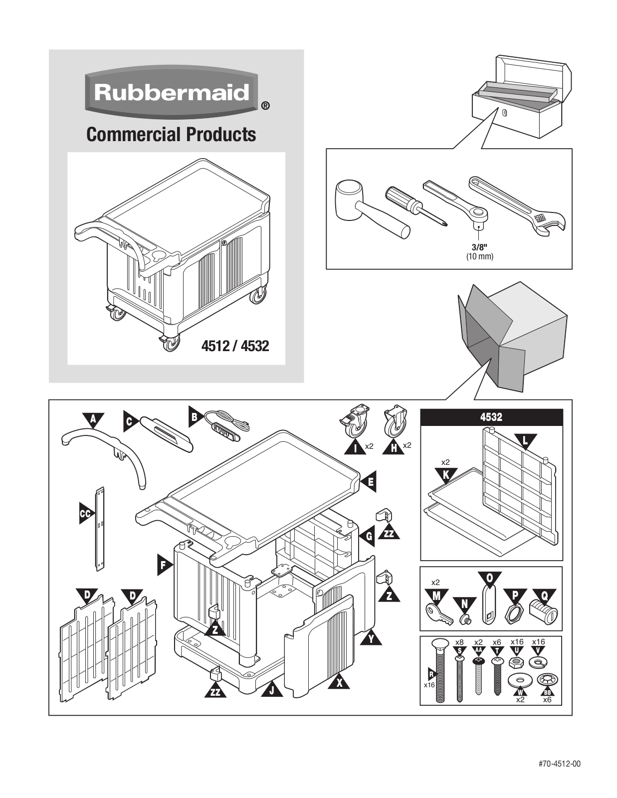 Rubbermaid 4512, 4532 Parts list