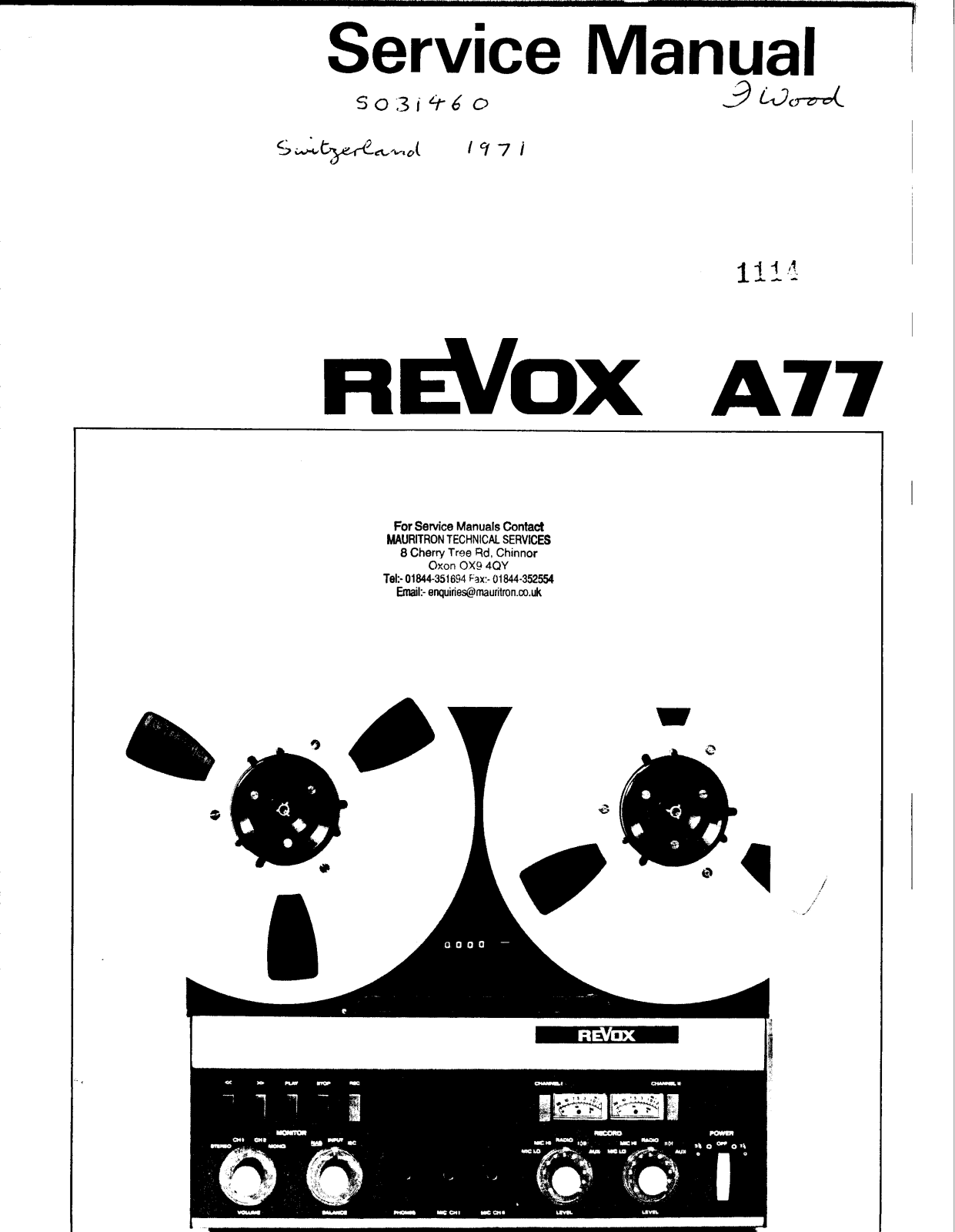 Revox A-77 Service manual