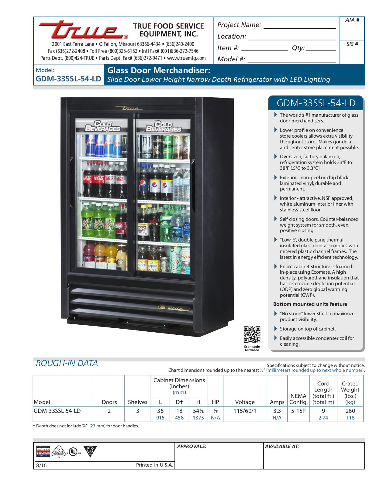 True GDM-33SSL-54-LD User Manual