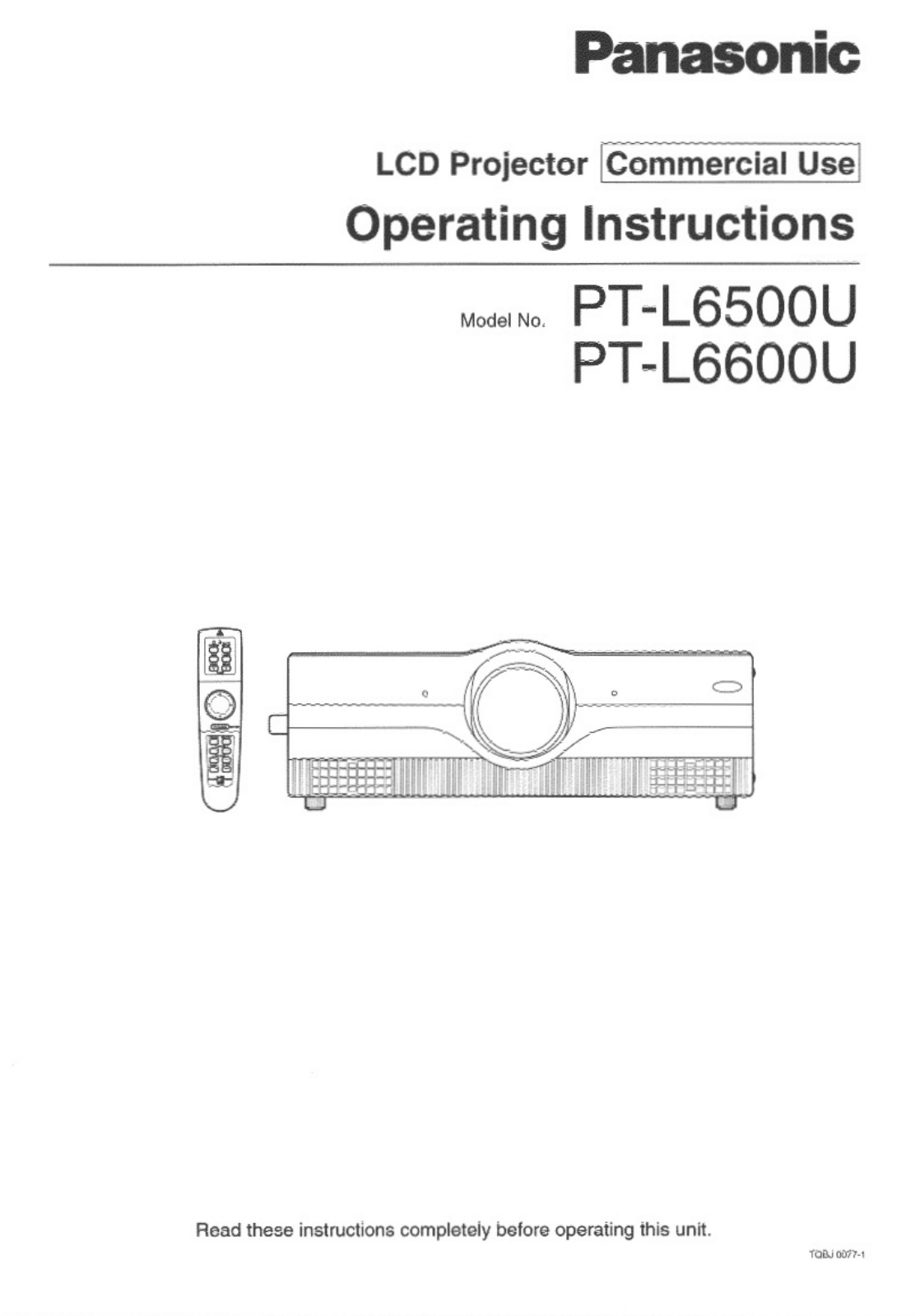 Panasonic pt-6600 Operation Manual