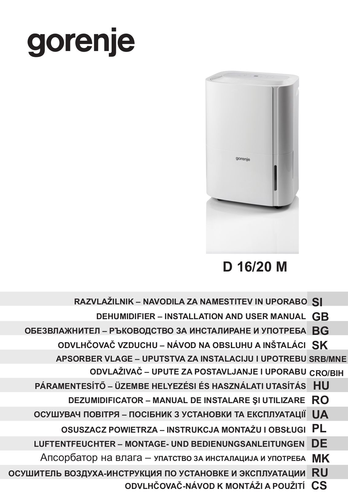 Gorenje D20M operation manual