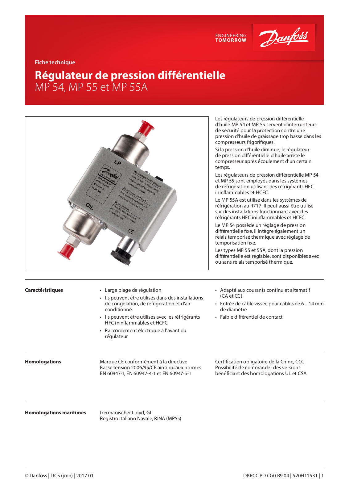 Danfoss MP 54, MP 55, MP 55A Data sheet