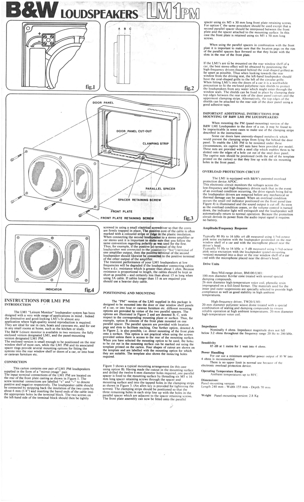 Bowers and Wilkins LM-1-PM Owners manual