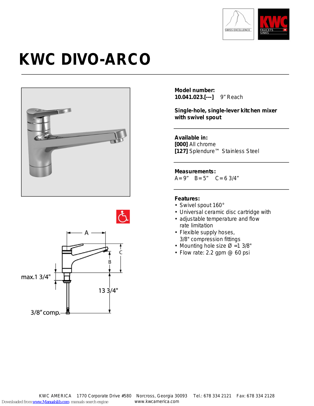 KWC Divo-Arco 10.041.023 Specifications - ManualMachine.com