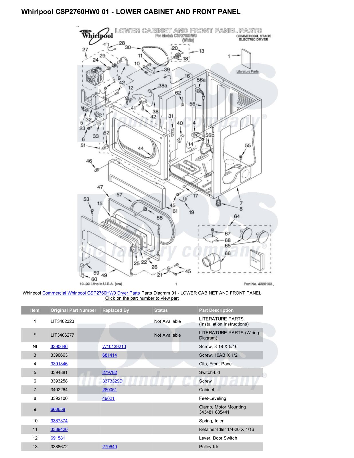 Whirlpool CSP2760HW0 Parts Diagram