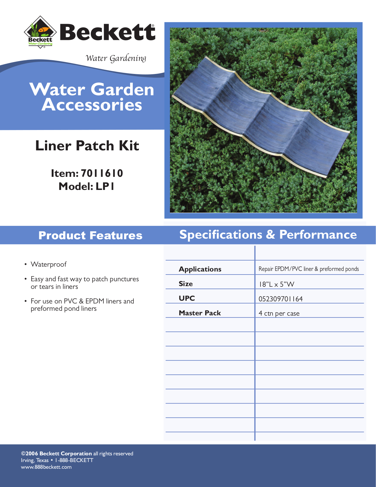 Beckett Water Gardening LP1 User Manual