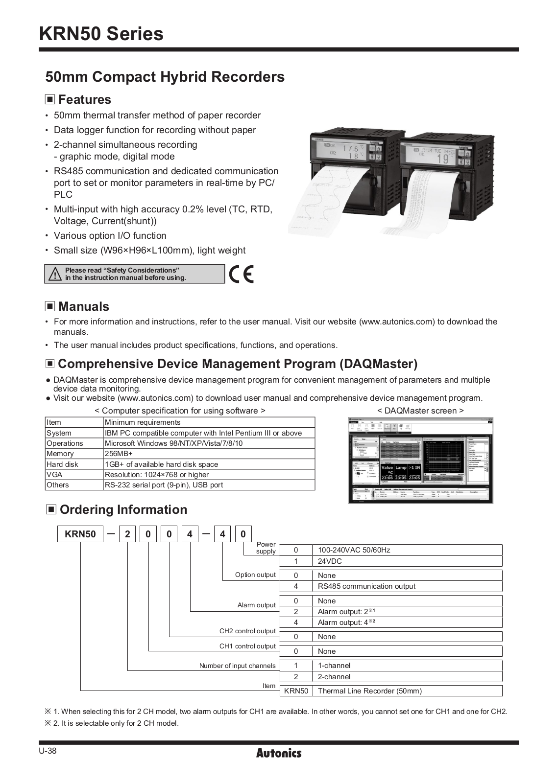 Autonics KRN50 Series Catalog Page