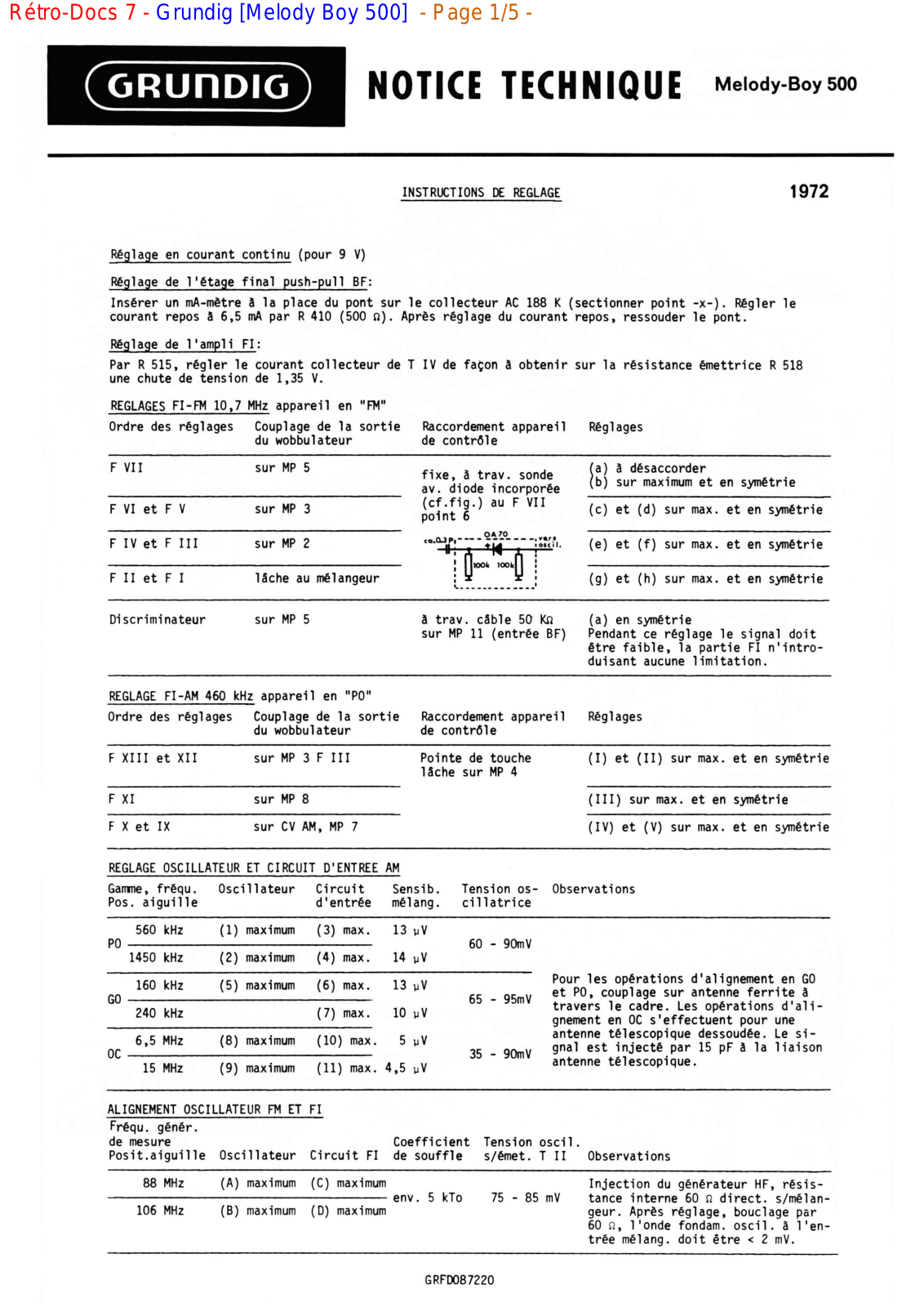 Grundig Melody-Boy-500 Service Manual