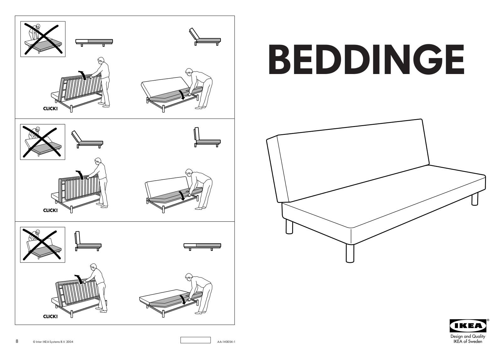 IKEA BEDDINGE User Manual