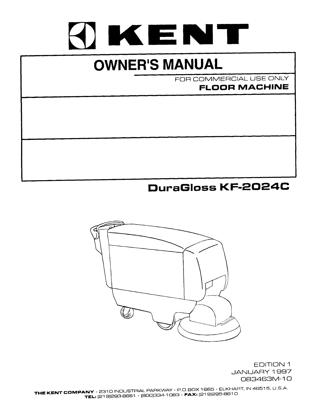 Kent Euroclean DuraGloss KF-2024C Owner Manual