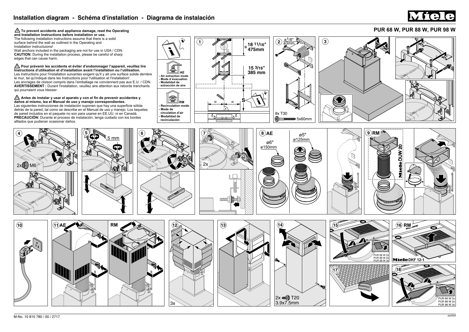 Miele PUR88W, PUR98W Assembly Guide