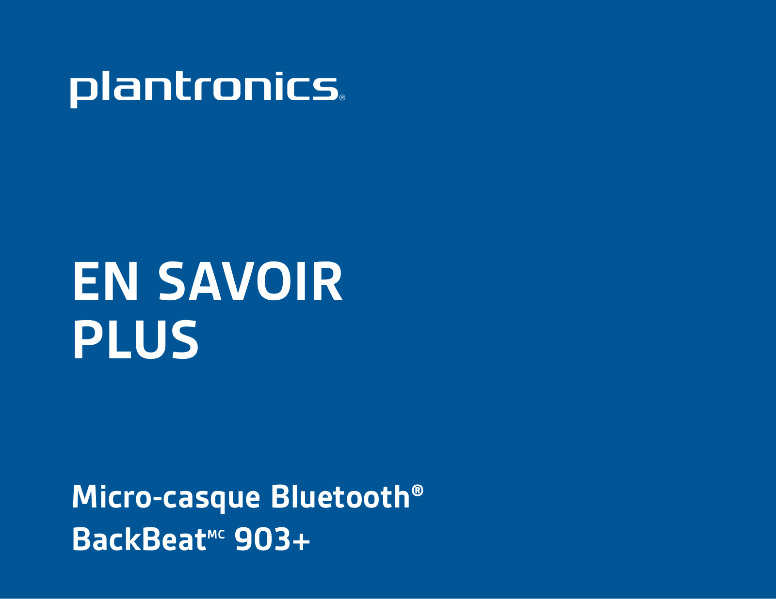 PLANTRONICS BackBeat 903+ User Manual