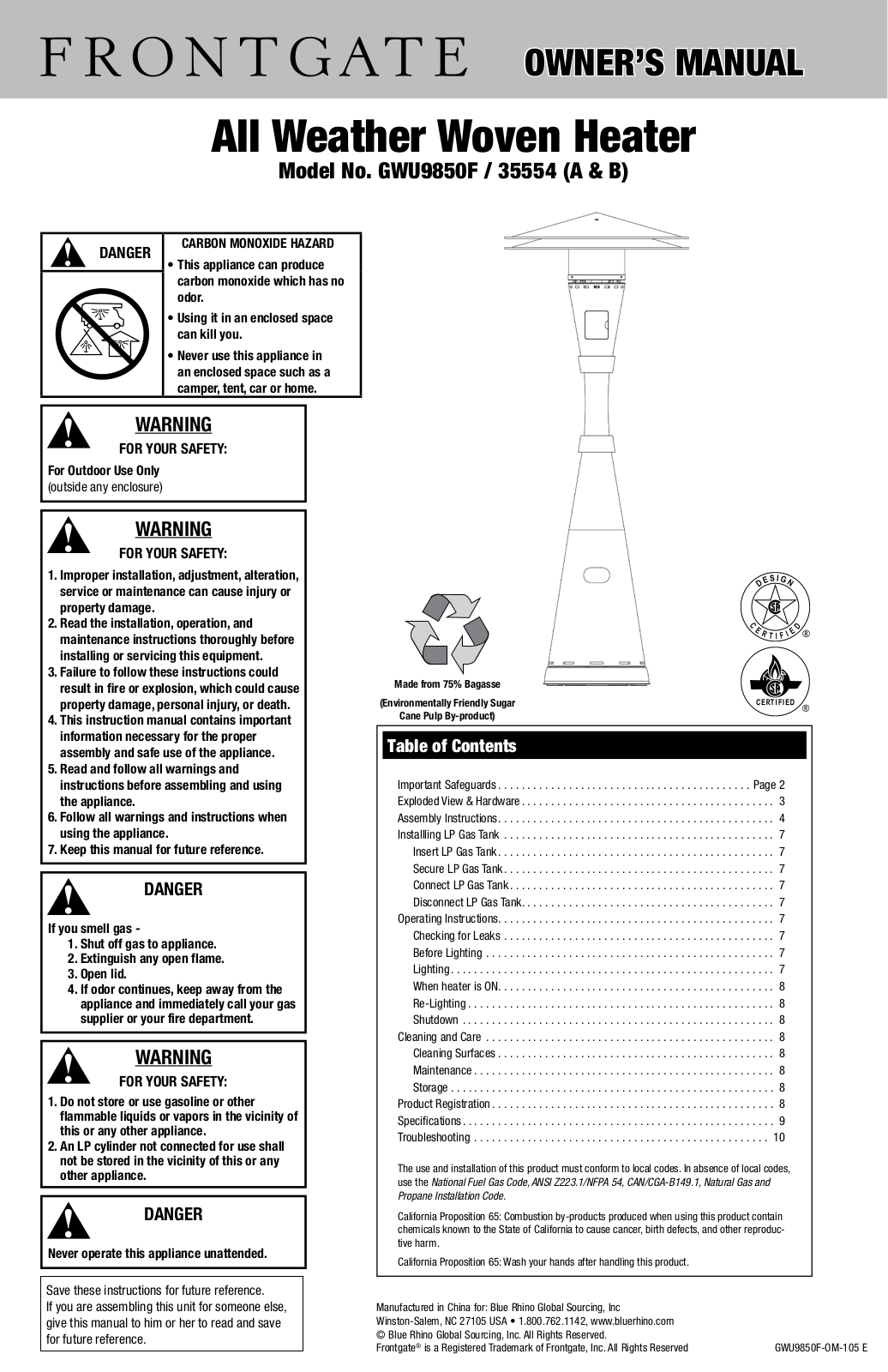 Frontgate GWU9850F User Manual