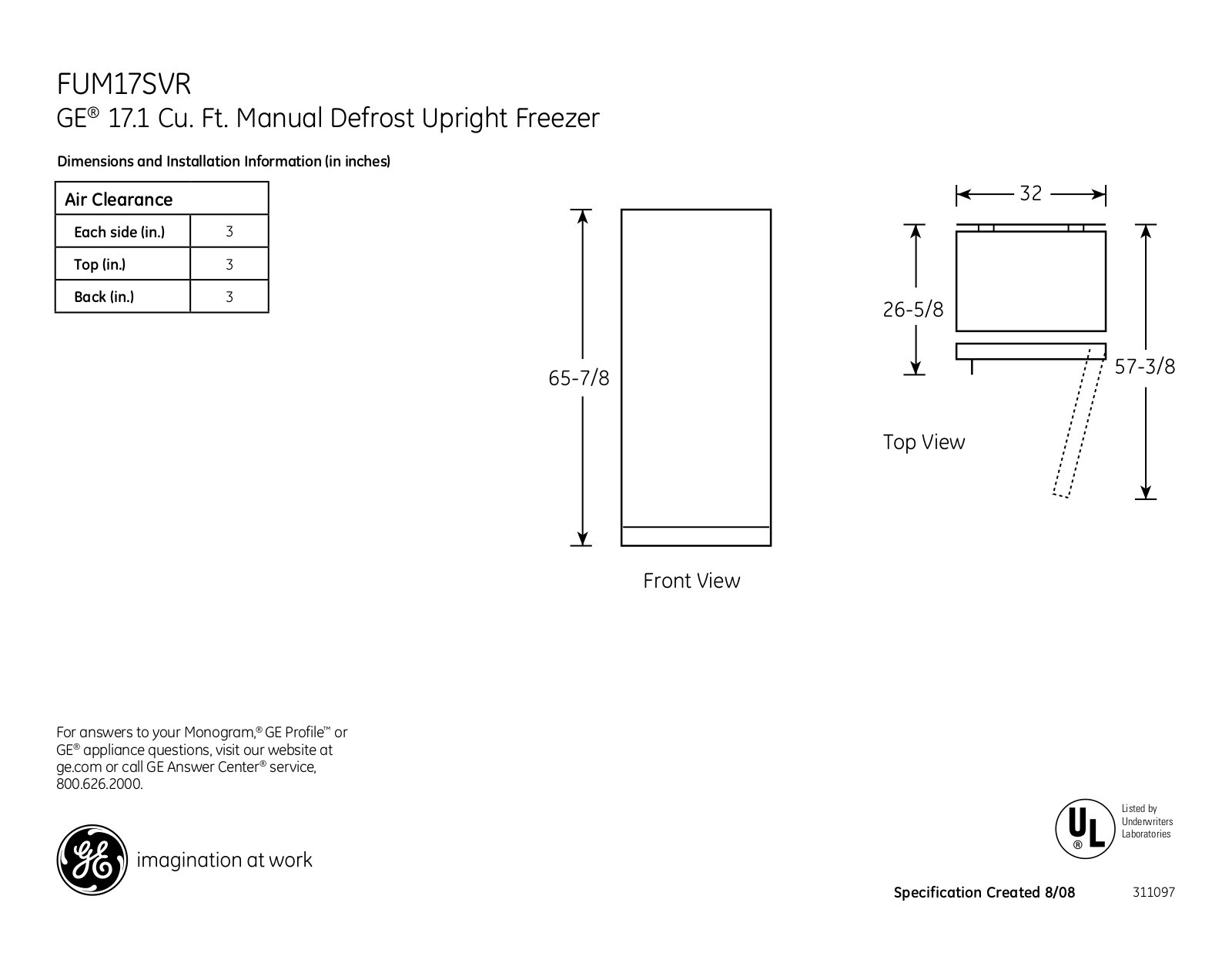 GE FUM17SVR User Manual