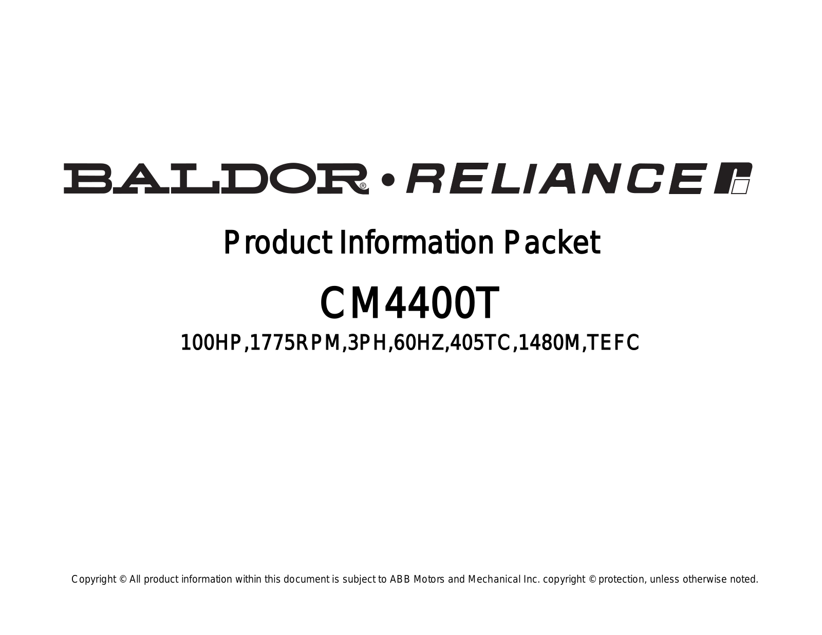 Baldor CM4400T Product Information Sheet