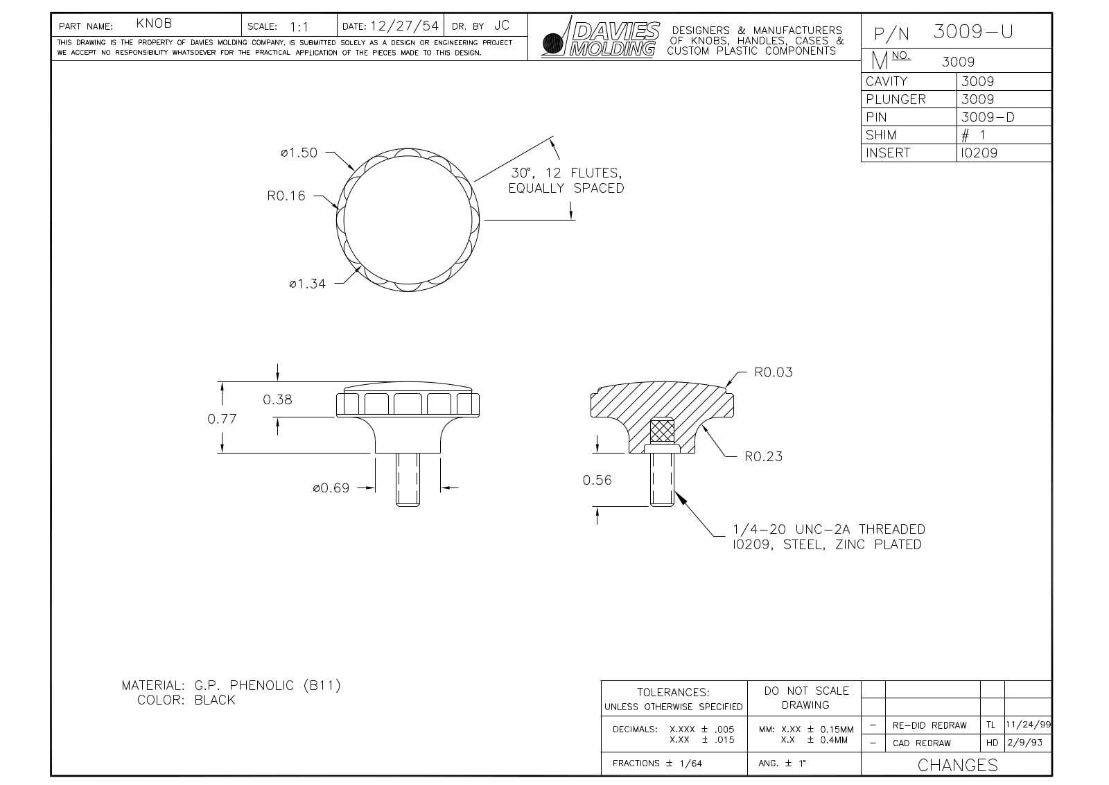 Davies Molding 3009-U Reference Drawing