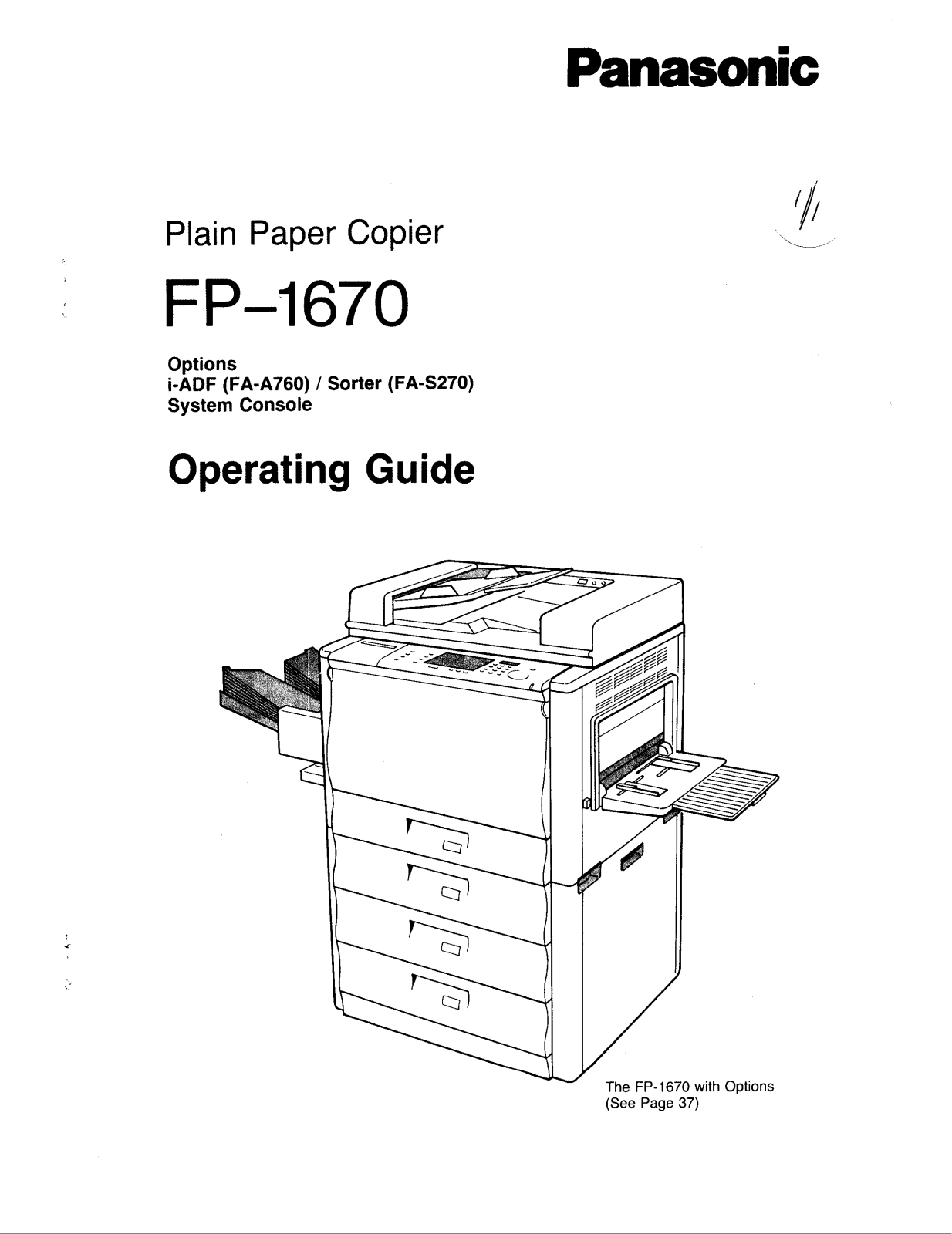 Panasonic fp-1670 Operation Manual