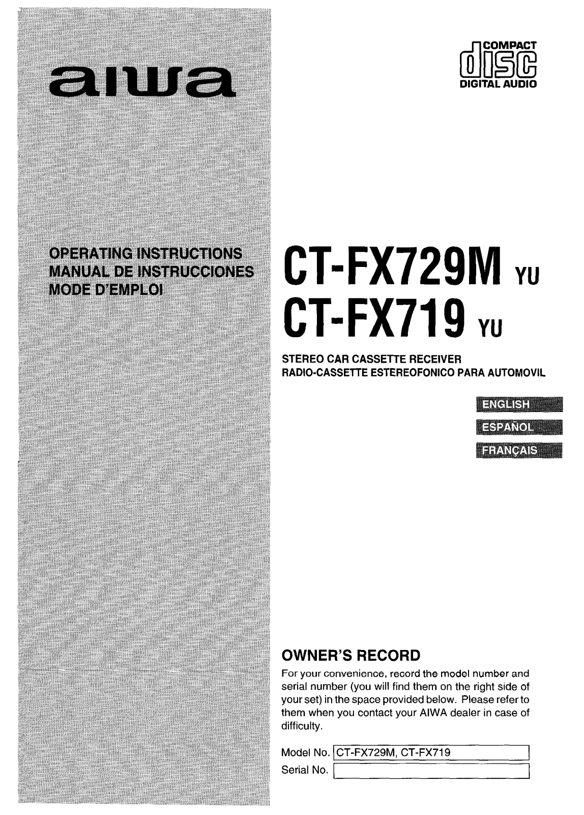 Sony CTFX719yu, CTFX729M yu Operating Manual