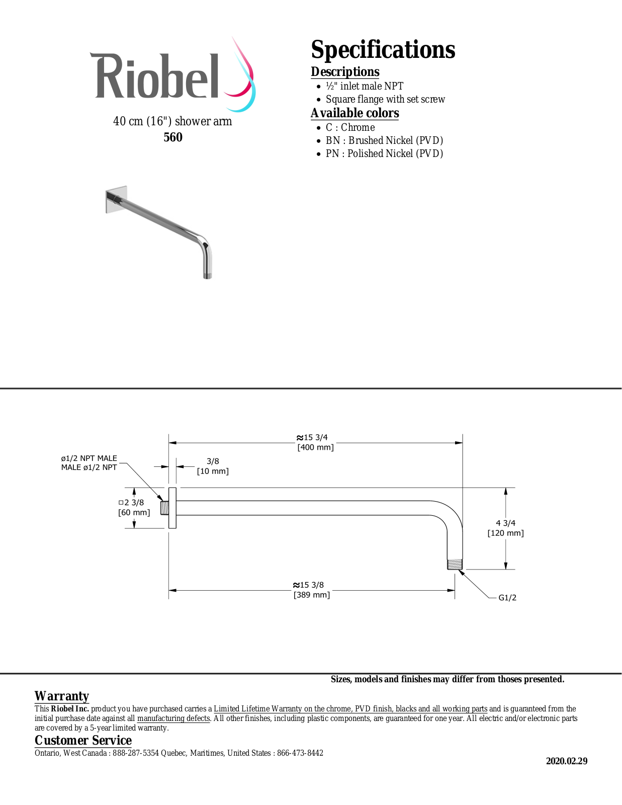Riobel 560PN Specifications - ManualMachine.com