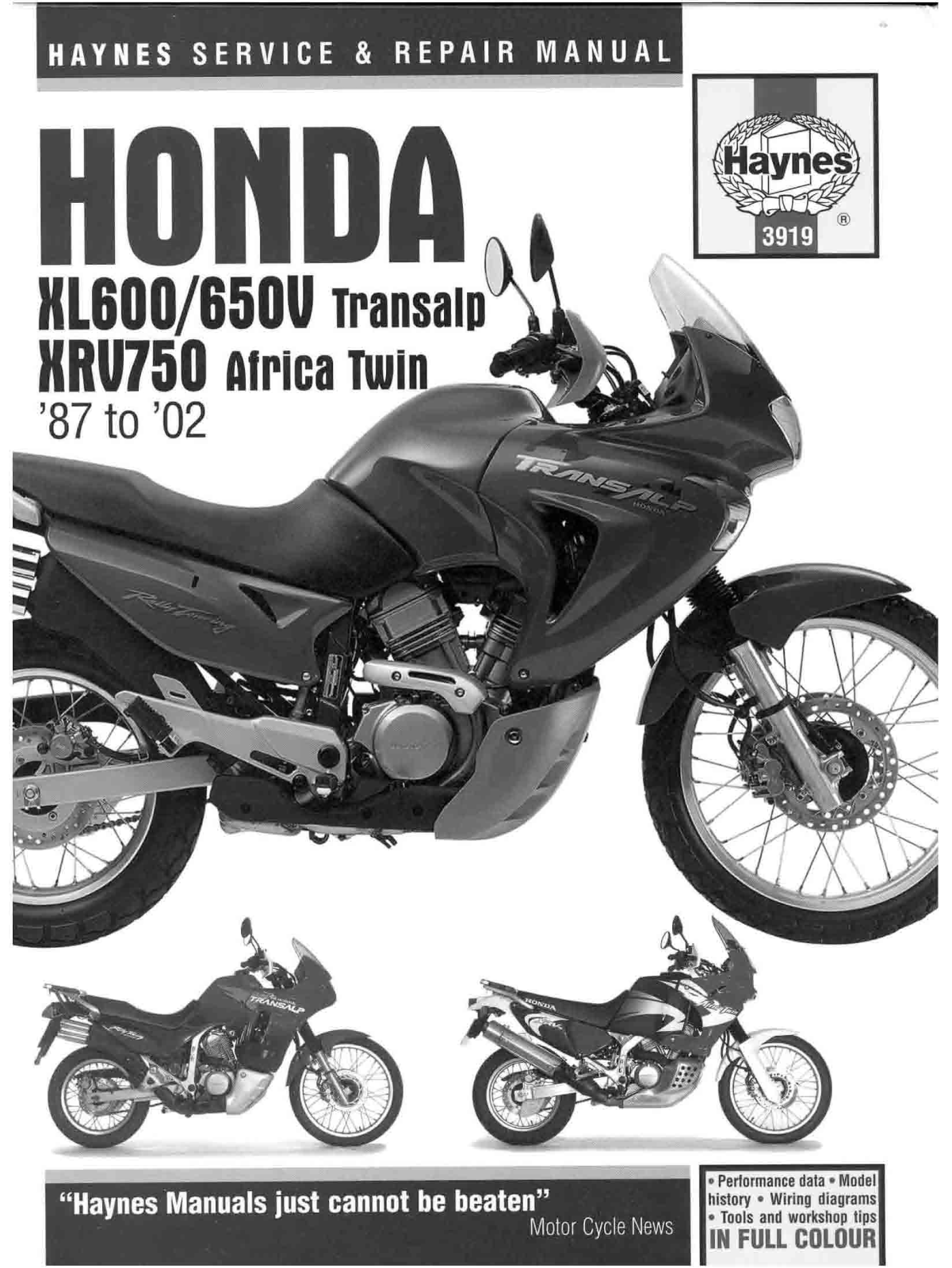 HONDA AFRICA TWIN XRV750 1987-2002, TRANSALP XL600-650V 1987-2002 User Manual