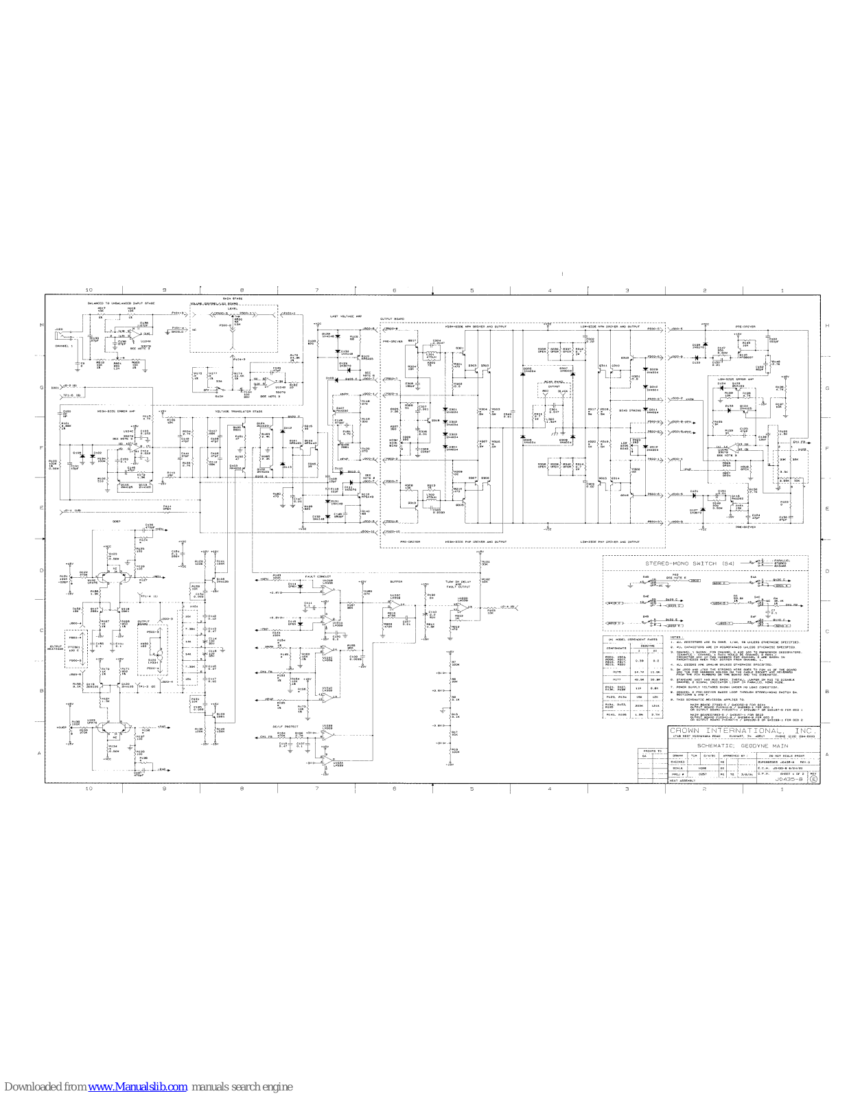 Crown Geodyne I, Geodyne II, Geodyne Wiring Diagram