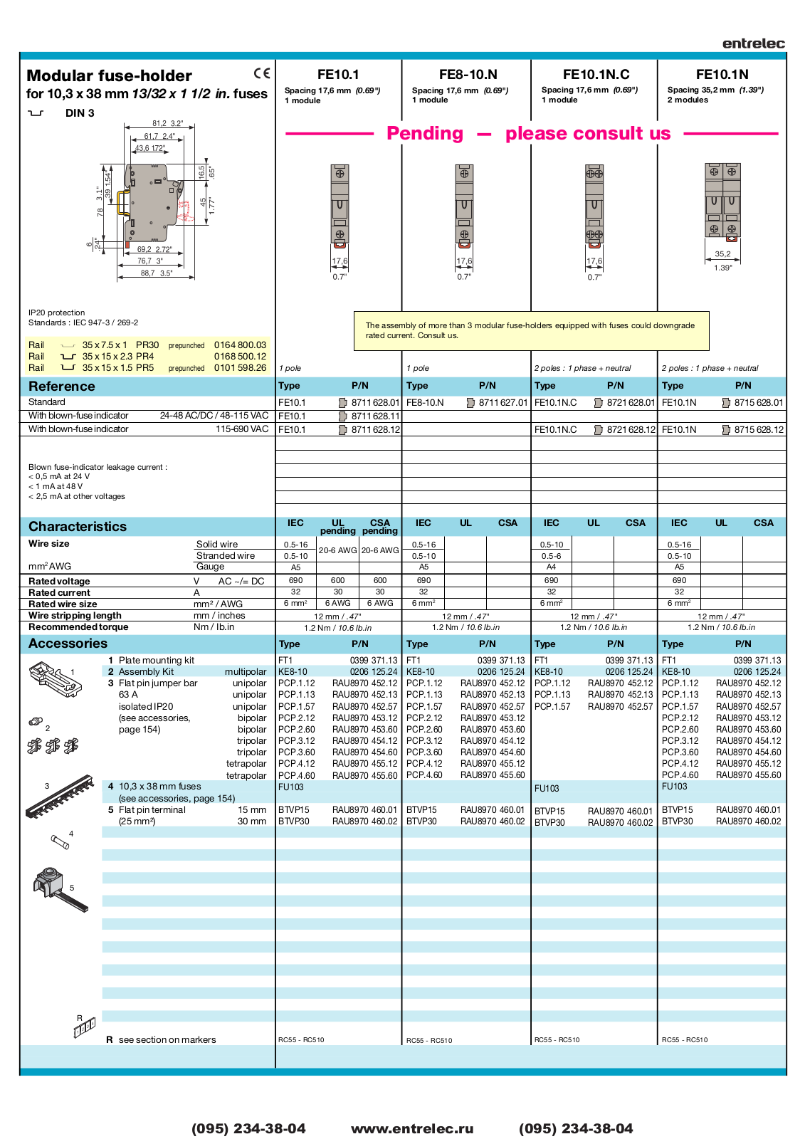 Entrelec FE10.1, FE8-10.N, FE10.1N.C, FE10.1N Catalog Page