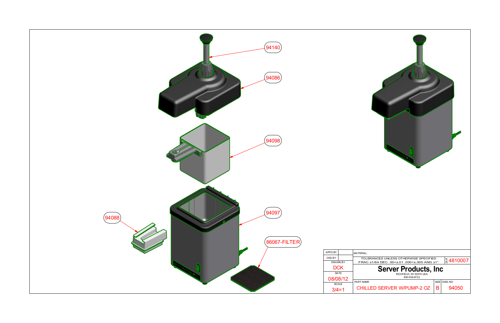 Server 94050 Parts List