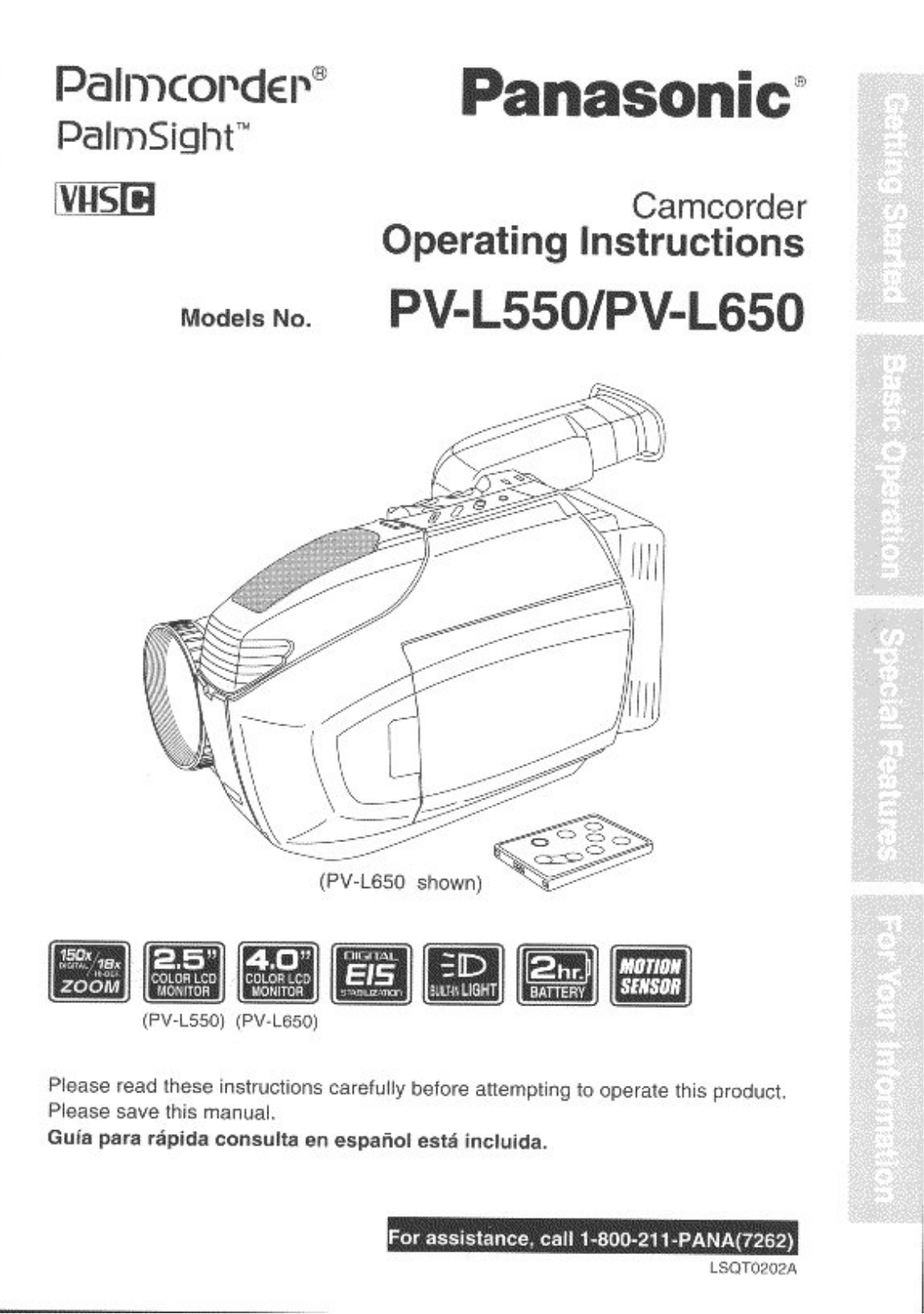 Panasonic PV-L550, PV-L550D User Manual